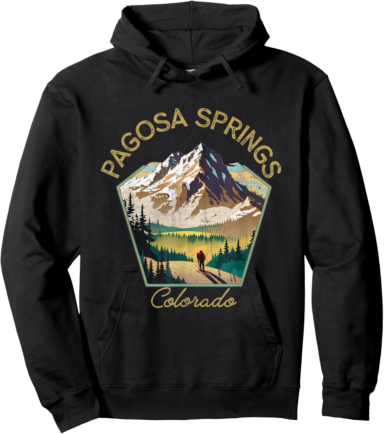 Pagosa Springs Retro Clothing - Pagosa Springs Souvenir Hoodie - Hoodie | Black