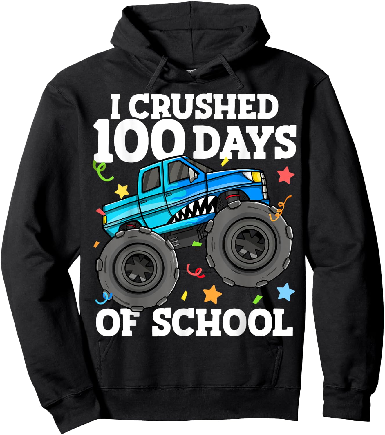 100 Days of School Monster Truck 100th Day of School Boys Hoodie - Hoodie | Black
