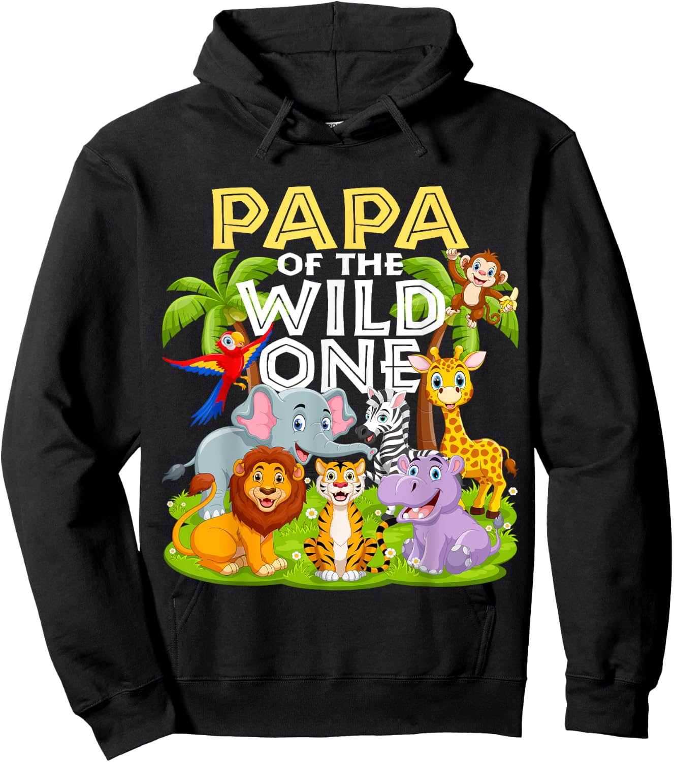 Papa Of The Wild One 1st Birthday Zoo Animal Safari Jungle Hoodie - Hoodie | Black