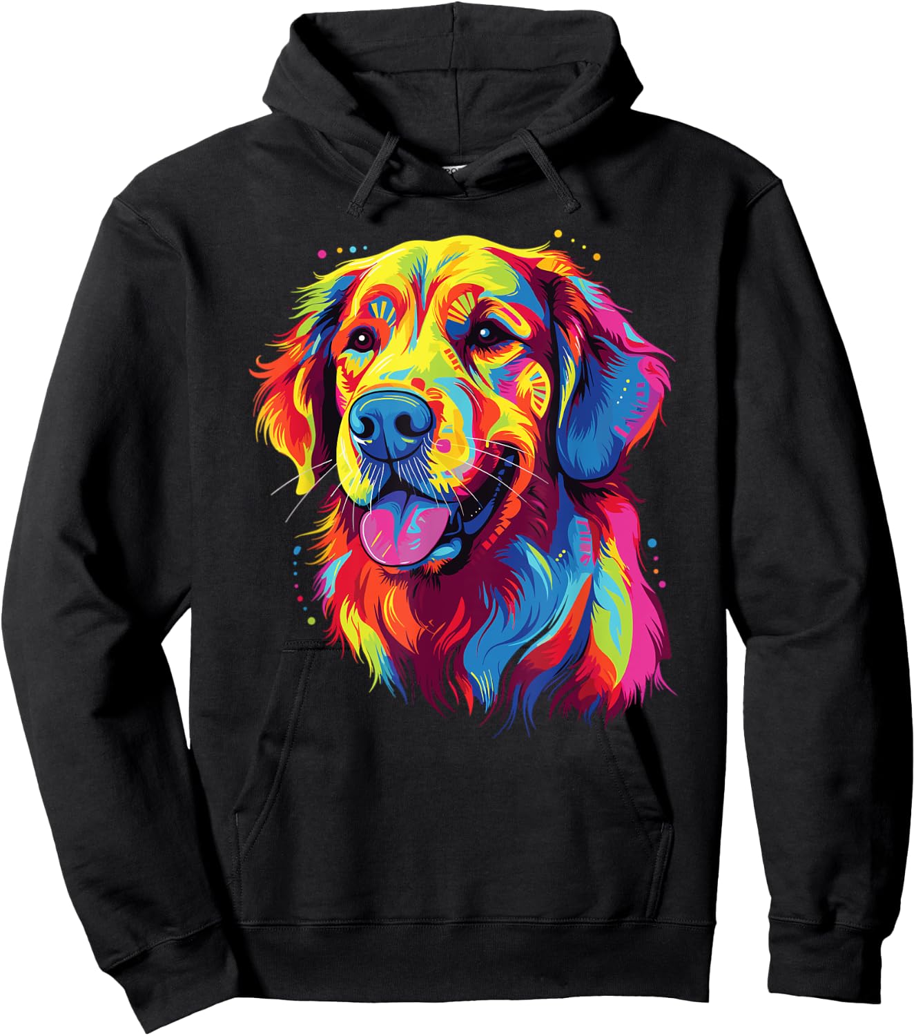 Watercolor Colorful Golden Retriever Dog Hoodie - Hoodie | Black