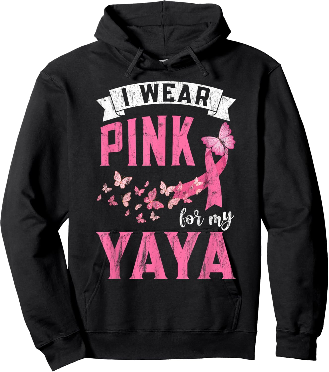 I Wear Pink For My Yaya Breast Cancer Awareness Month Hoodie - Hoodie | Black