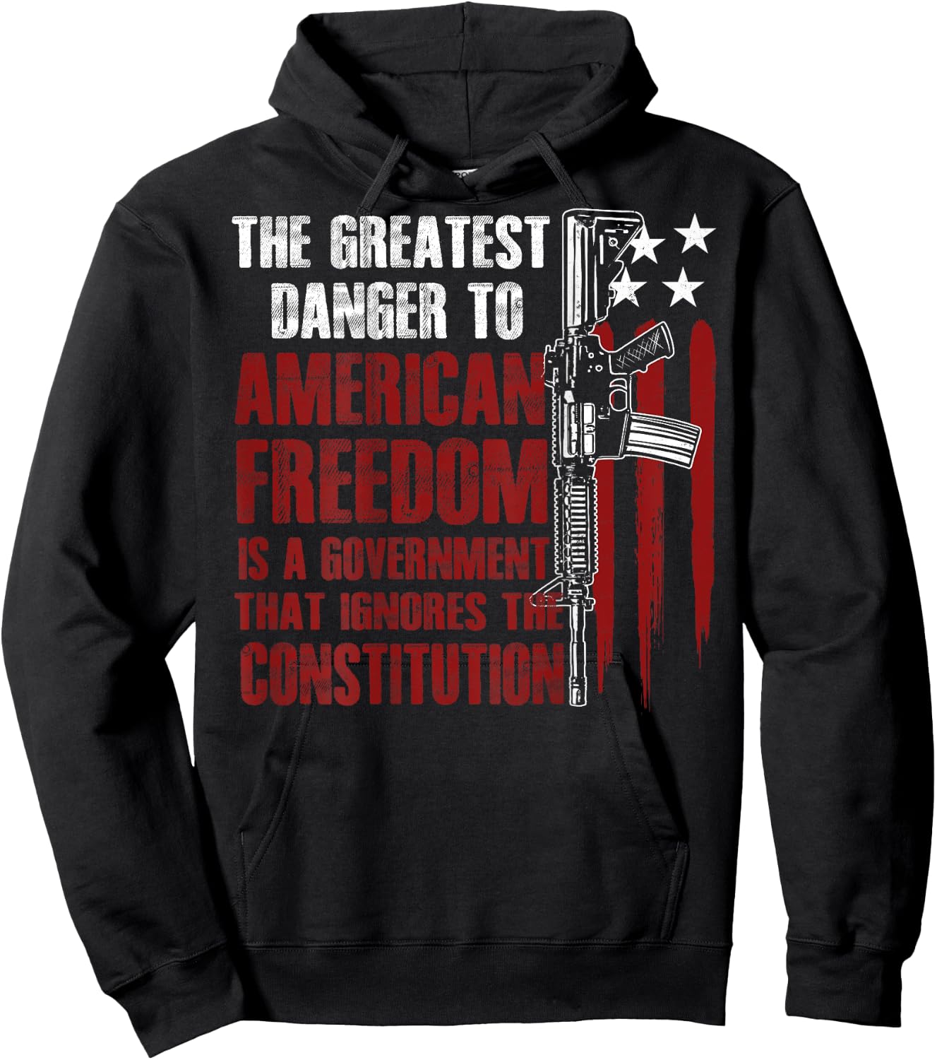 Gun USA Flag American Freedom Funny Government (on Back) Hoodie - Hoodie | Black