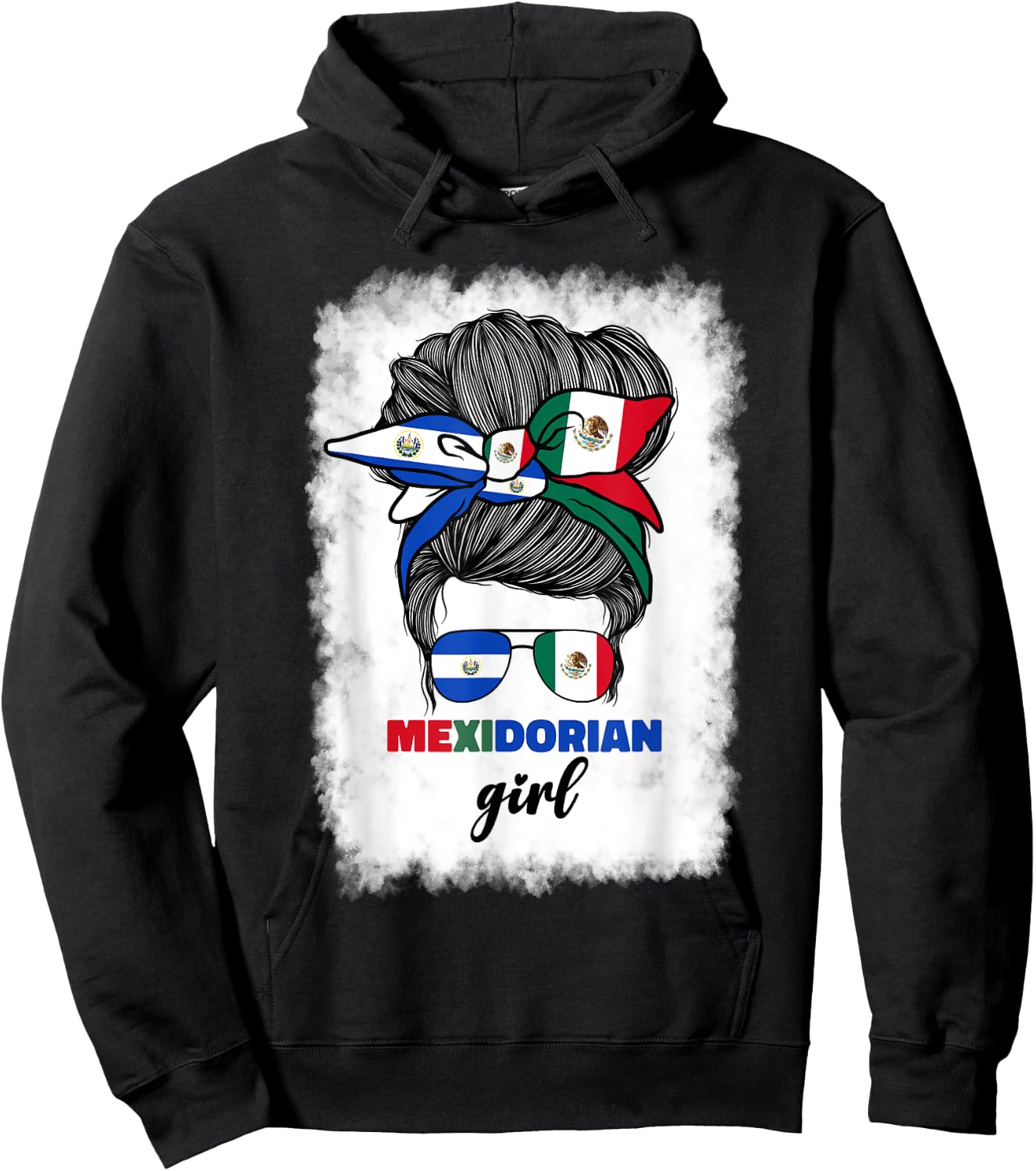 Half Mexican And Salvadorian Mexico El Salvador Flag Girl Hoodie - Hoodie | Black