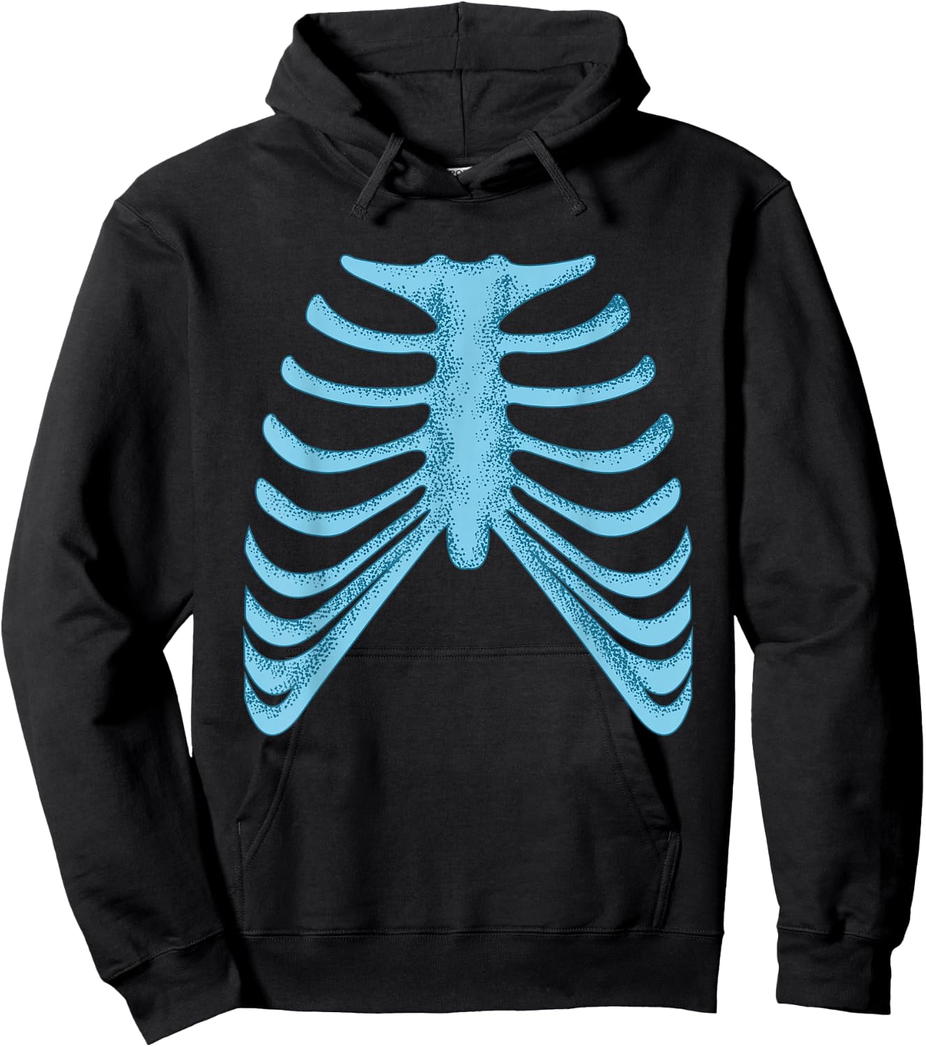 Blue Skeleton Rib Cage Blue Color Graphic Hoodie - Hoodie | Black