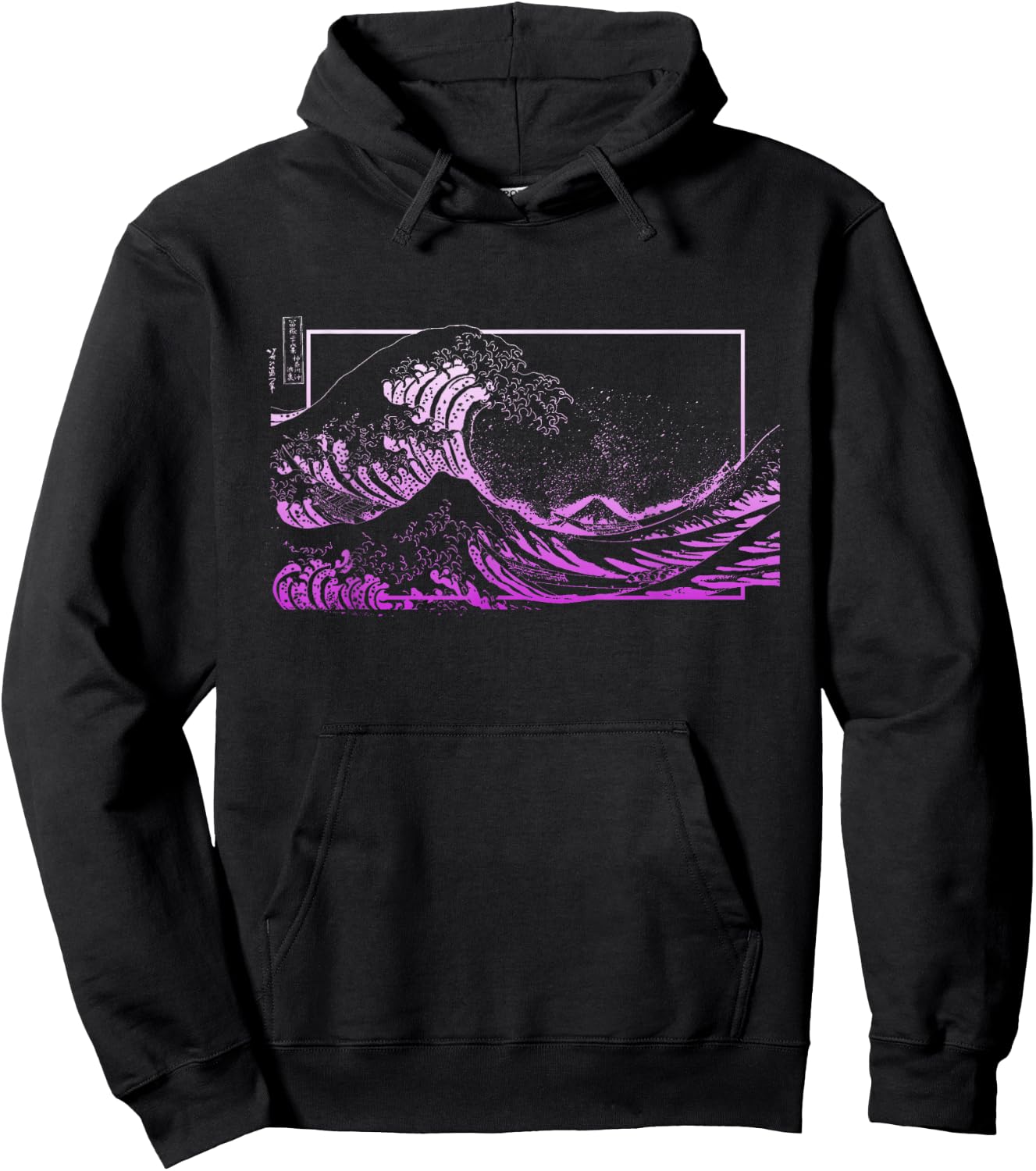 Purple Great Wave Off Kanagawa Purple Color Graphic Hoodie - Hoodie | Black