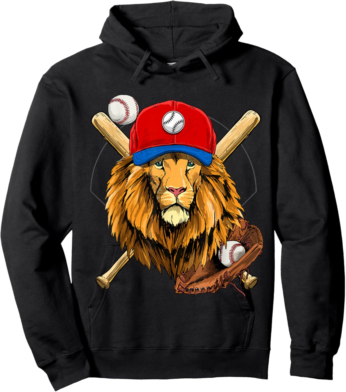 Lion Baseball Lion Lovers Baseball Player Hoodie - Hoodie | Black