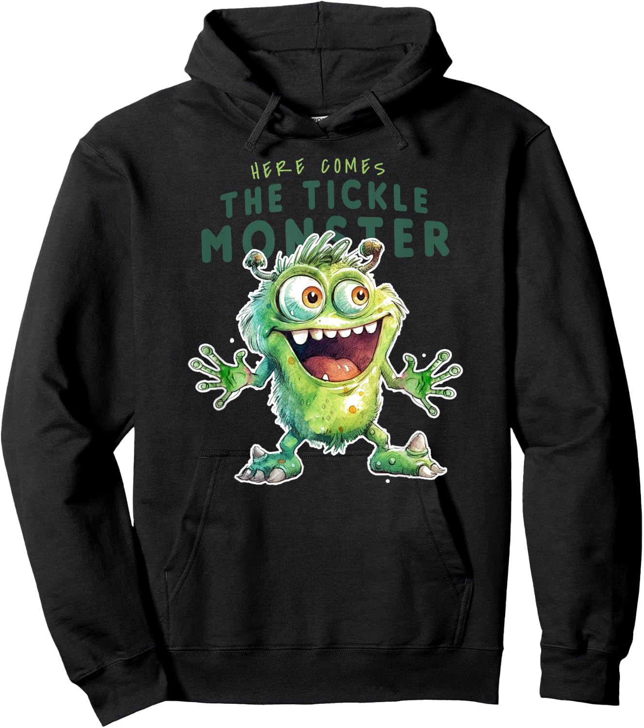 Here Comes The Tickle Monster Funny Childish Cool Tickling Hoodie - Hoodie | Black