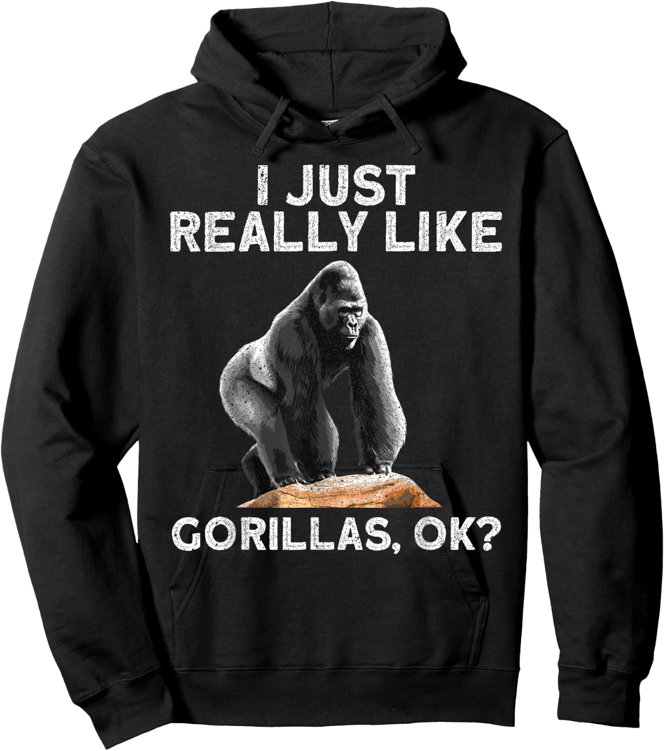 Funny Gorilla Art Women Kids Primate Gorilla Lover Hoodie - Hoodie | Black