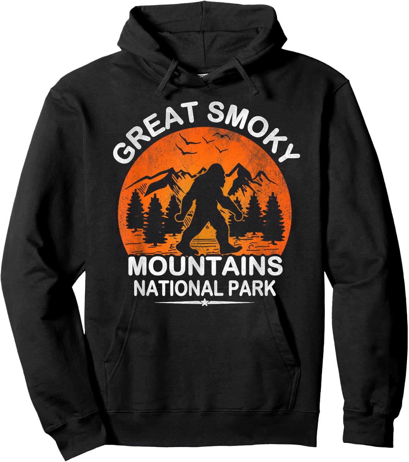 Great Smoky Mountains National Park Sunset Bigfoot Sasquatch Hoodie - Hoodie | Black