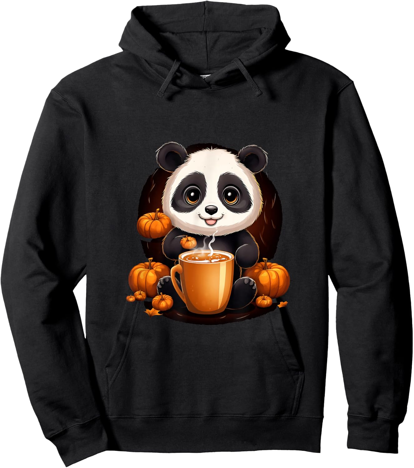 Panda Pumpkin Spice Latte Autumn Halloween Hoodie - Hoodie | Black