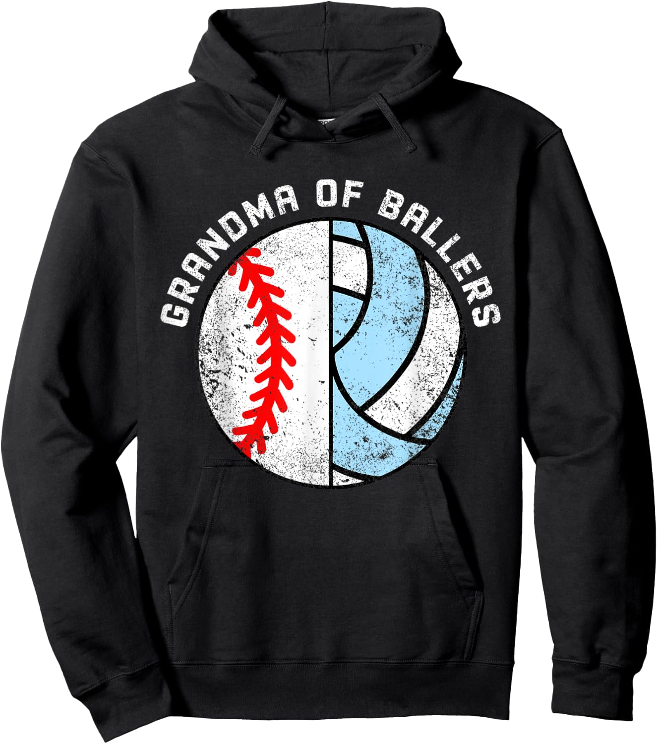 Grandma Of Ballers Funny Baseball Volleyball Grandma Hoodie - Hoodie | Black