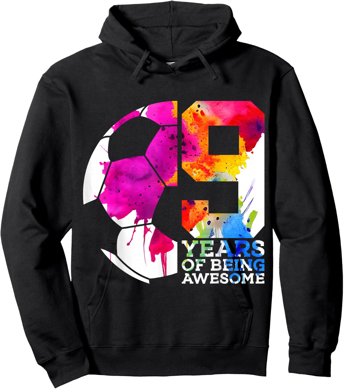 9 Years of Being Awesome Soccer 9TH Birthday Hoodie - Hoodie | Black