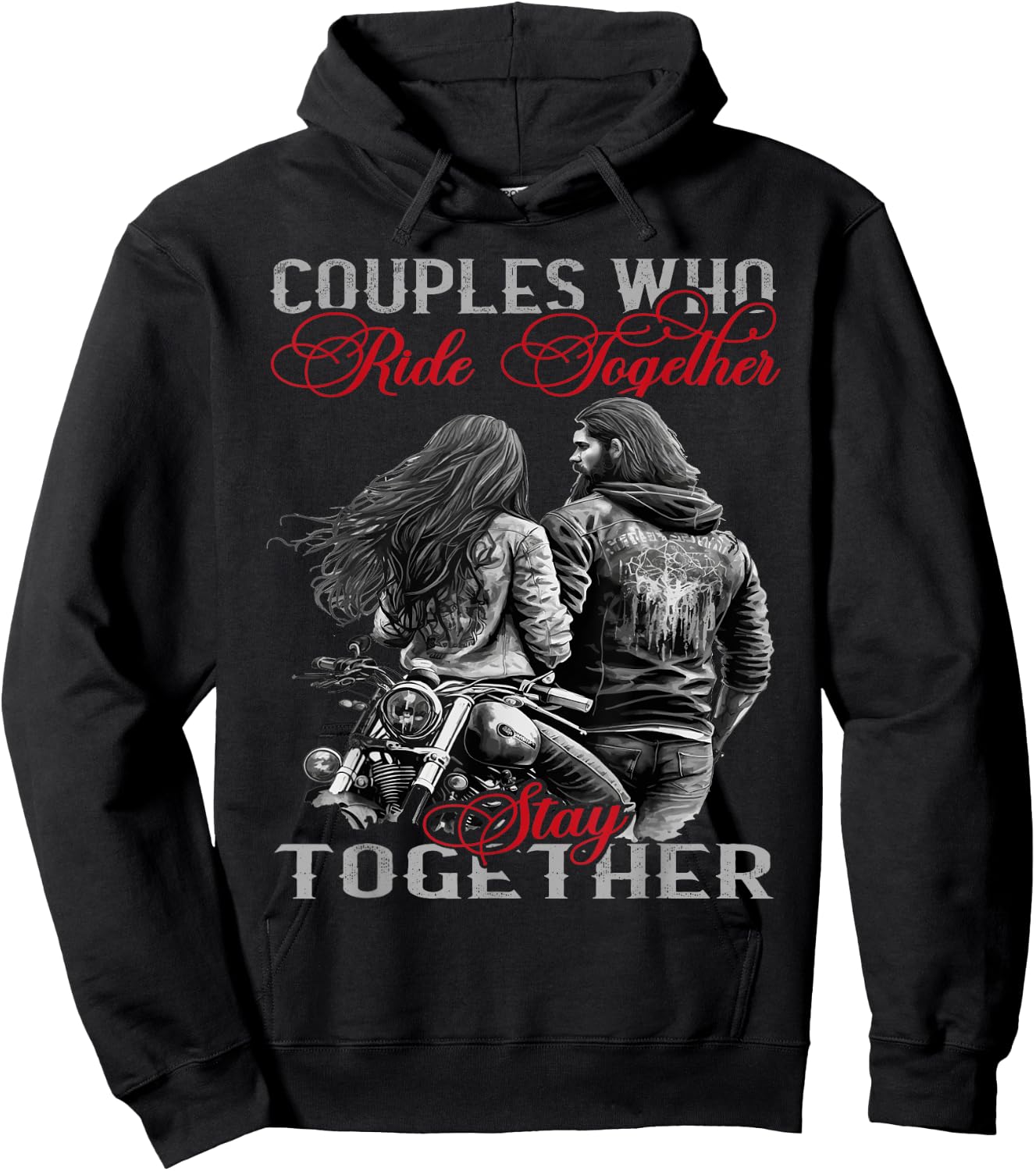 Biker Couple Classic Motorcycle Who Rides Together Stays ... Hoodie - Hoodie | Black