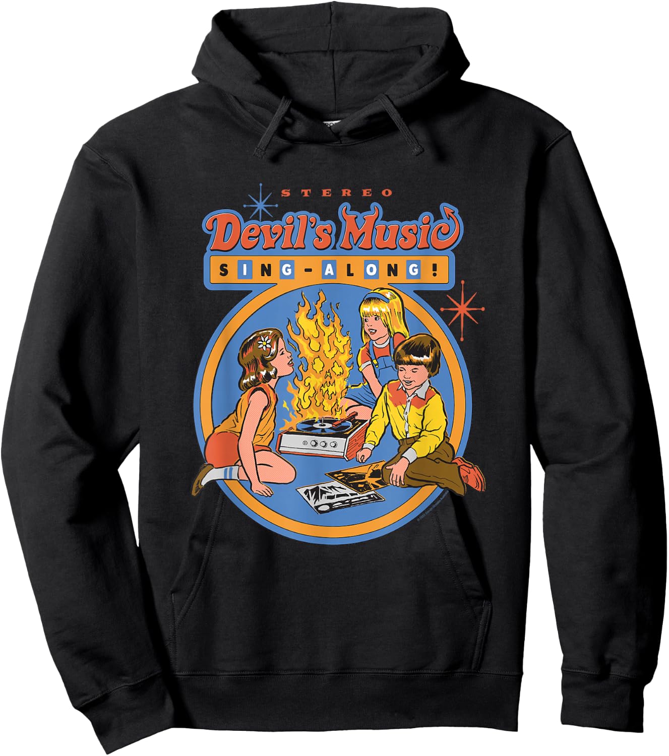 Steven Rhodes Devil's Music Rock & Roll Retro Dark Humor Hoodie - Hoodie | Black