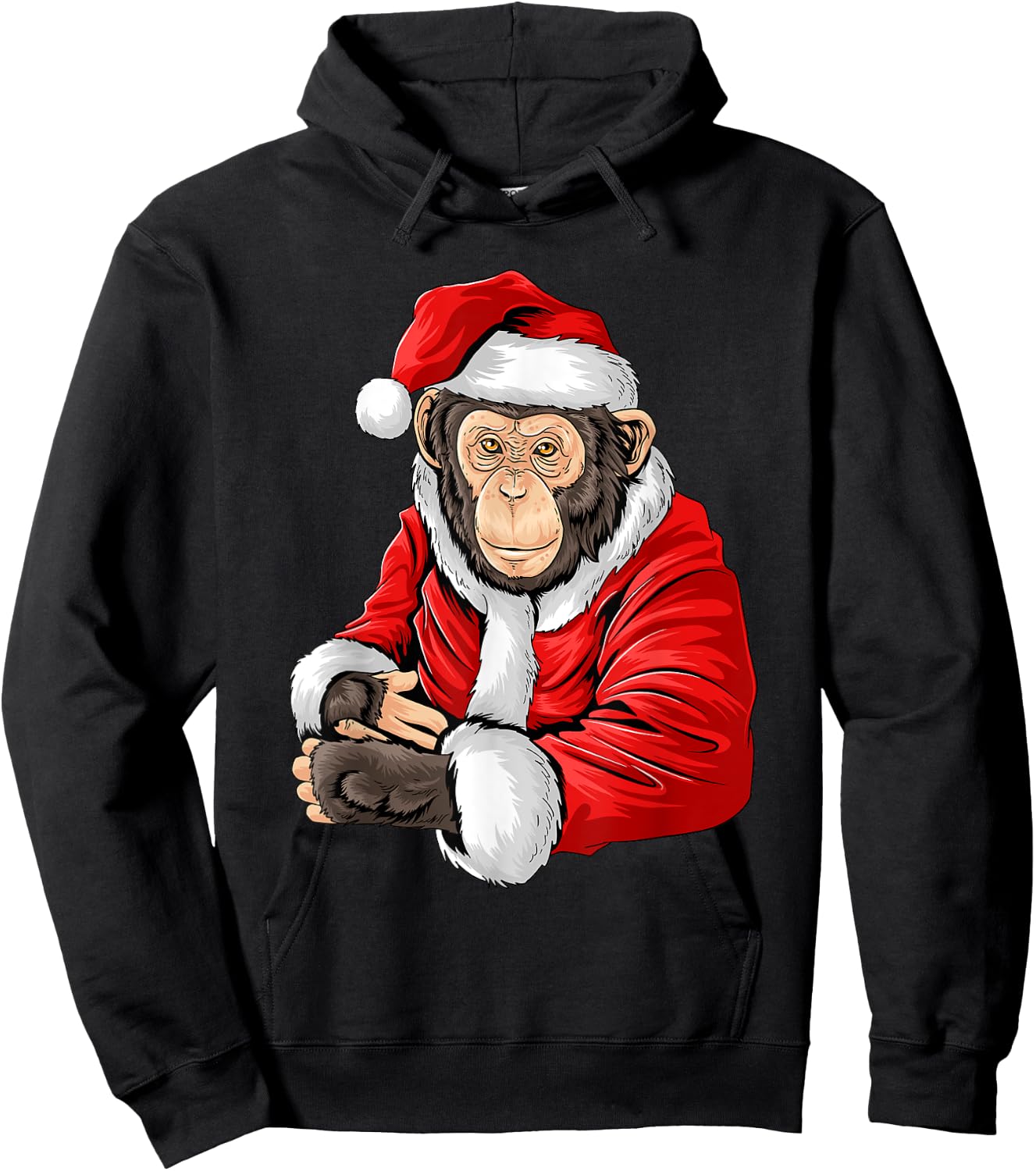 Monkey Santa Costume Christmas Pajama Cool Zoo Animal X-Mas Hoodie - Hoodie | Black
