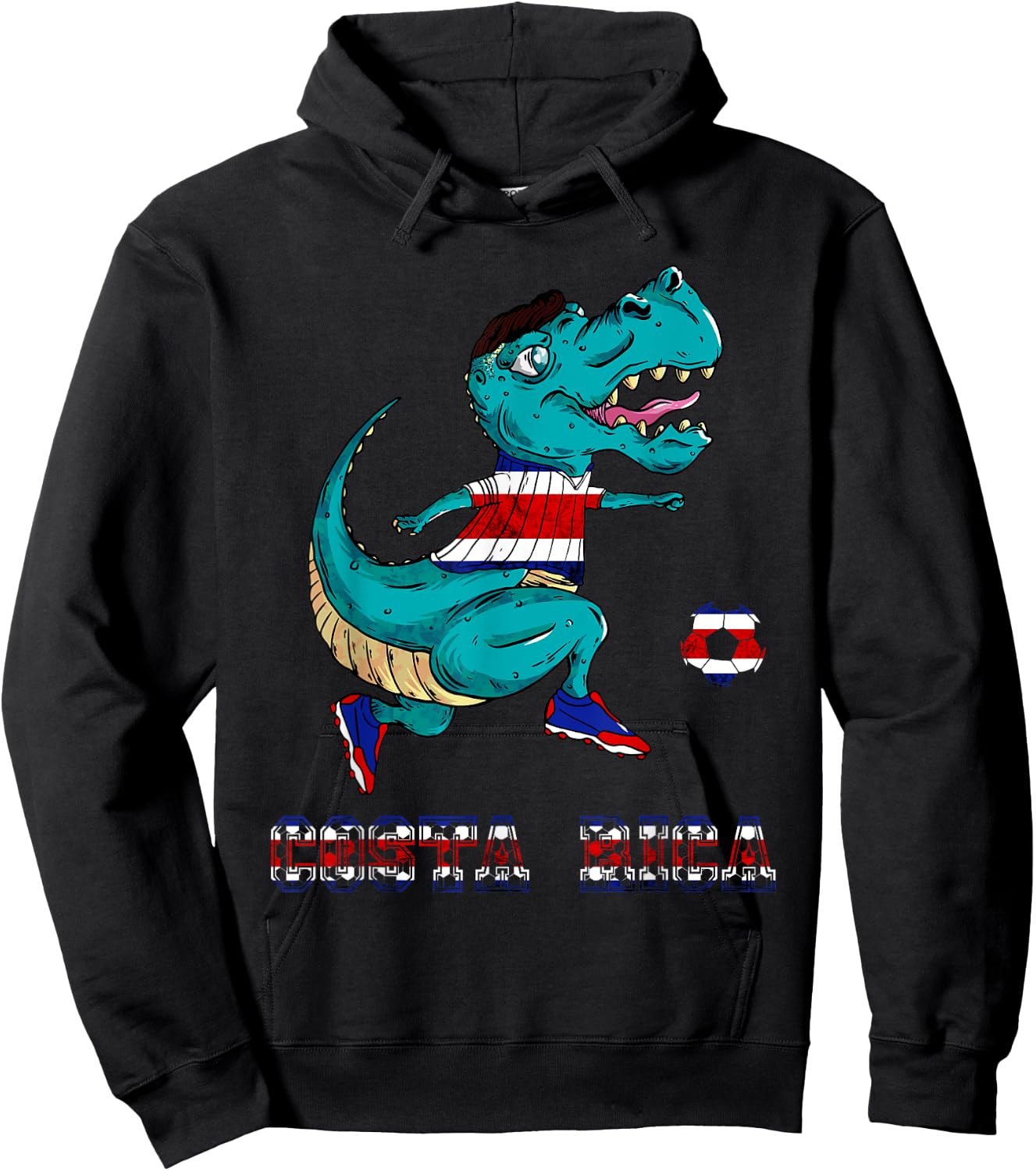 Costa Rica Costa Rican Soccer Team T-Rex Costa Rica Flag Hoodie - Hoodie | Black