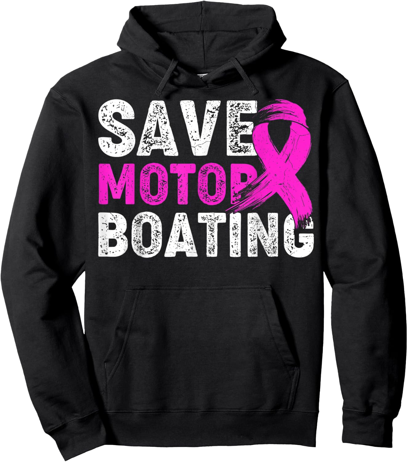 Save Motor Boating Pink Ribbon Breast Cancer Awareness Hoodie - Hoodie | Black