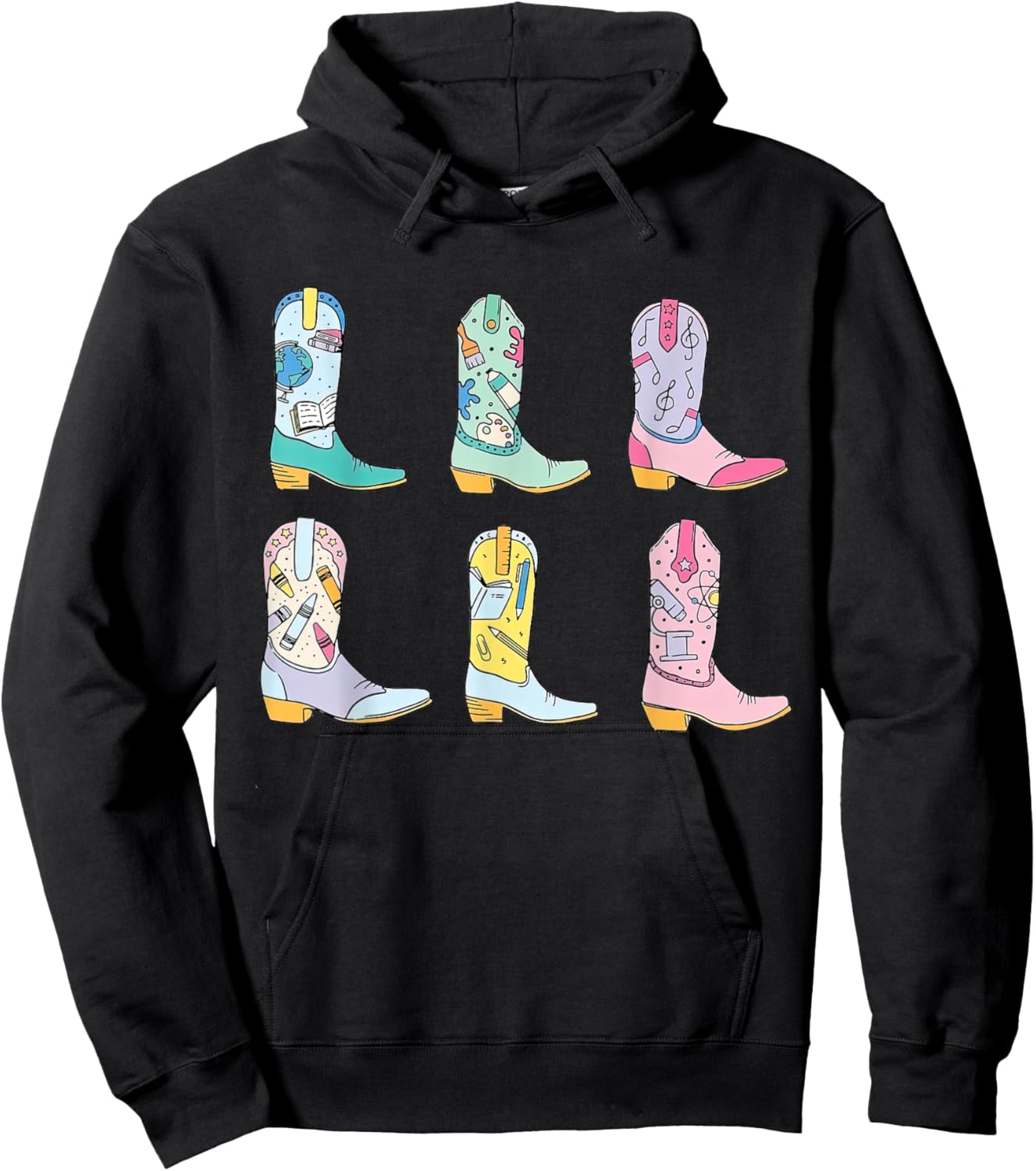 Teacher Life Howdy Teacher, Cowboy Boots Hoodie - Hoodie | Black
