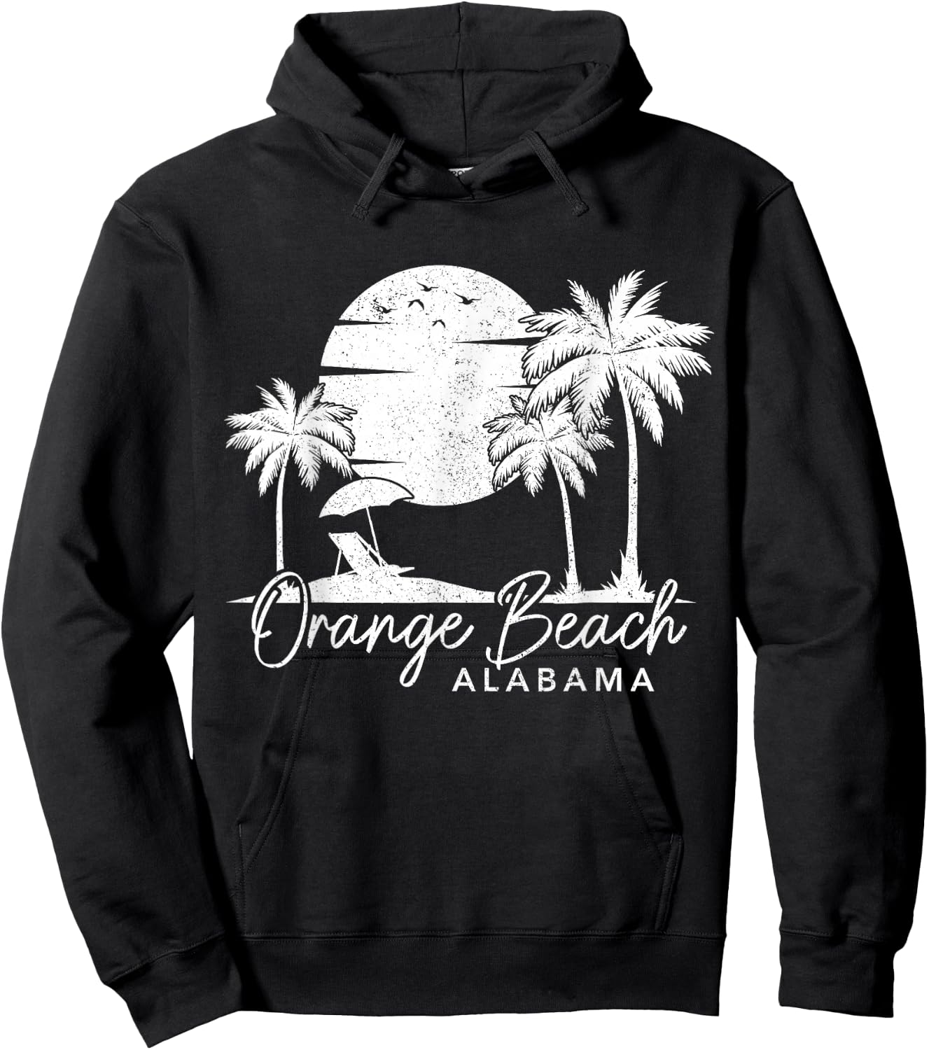 Orange Beach Alabama AL Vintage Sunset Surfer Retro Hoodie - Hoodie | Black