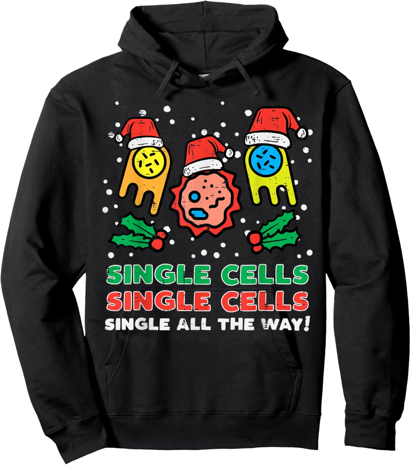 Christmas Single Cells Funny Xmas Science Biology Men Women Hoodie - Hoodie | Black