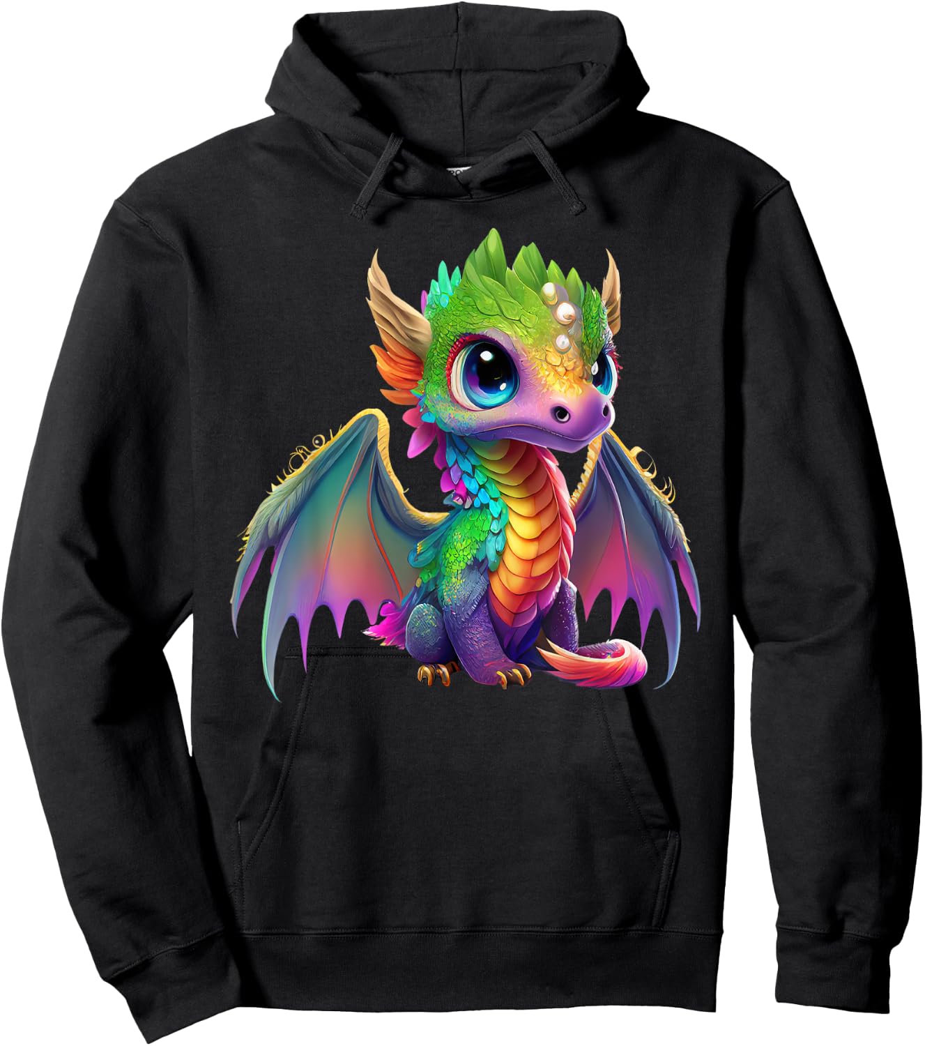 Colorful Dragon Baby Cute Pretty Birthday Graphic Hoodie - Hoodie | Black