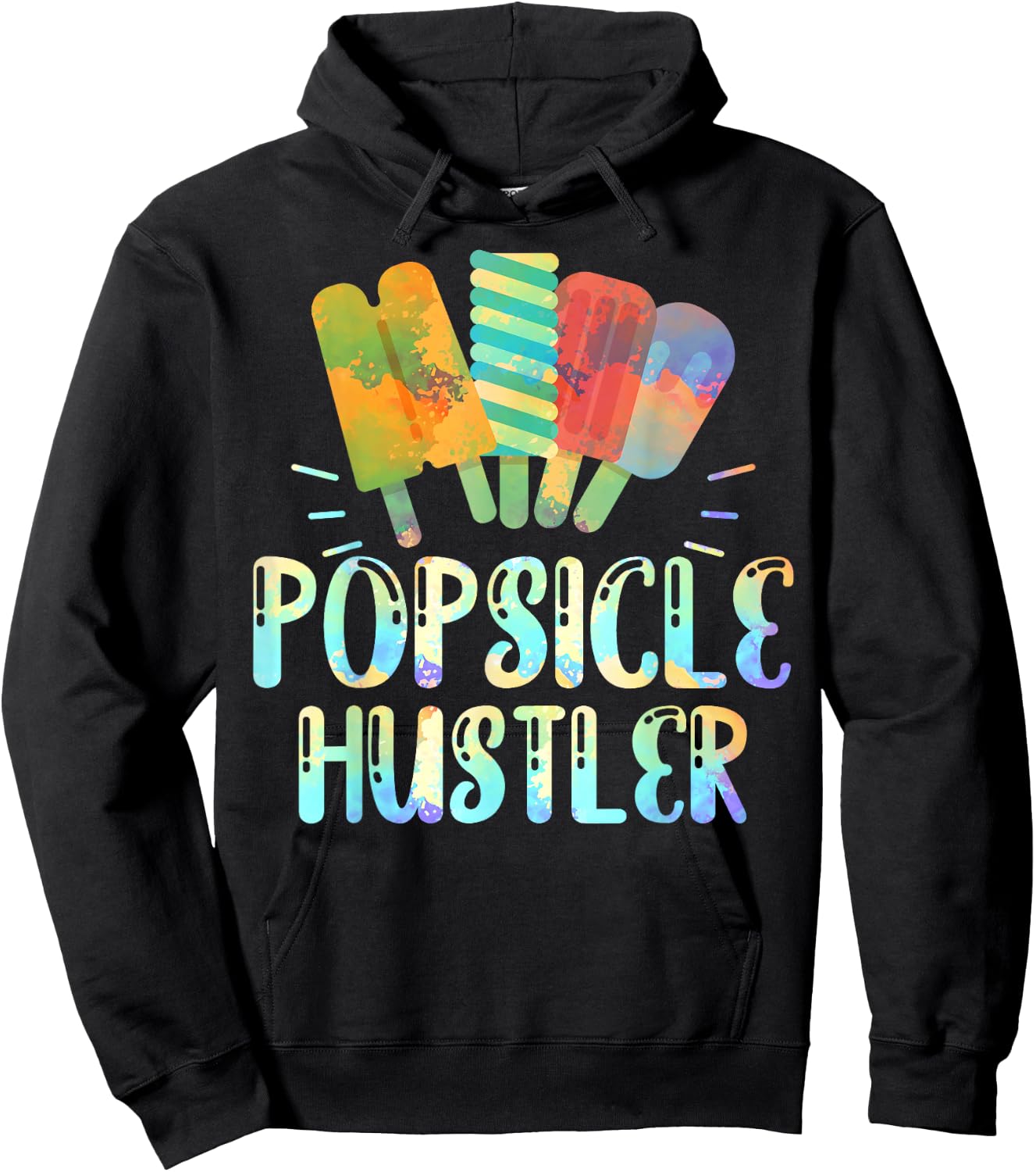 Funny Ice Cream Retro 80s Summer Popsicle Hustler Girls Kids Hoodie - Hoodie | Black