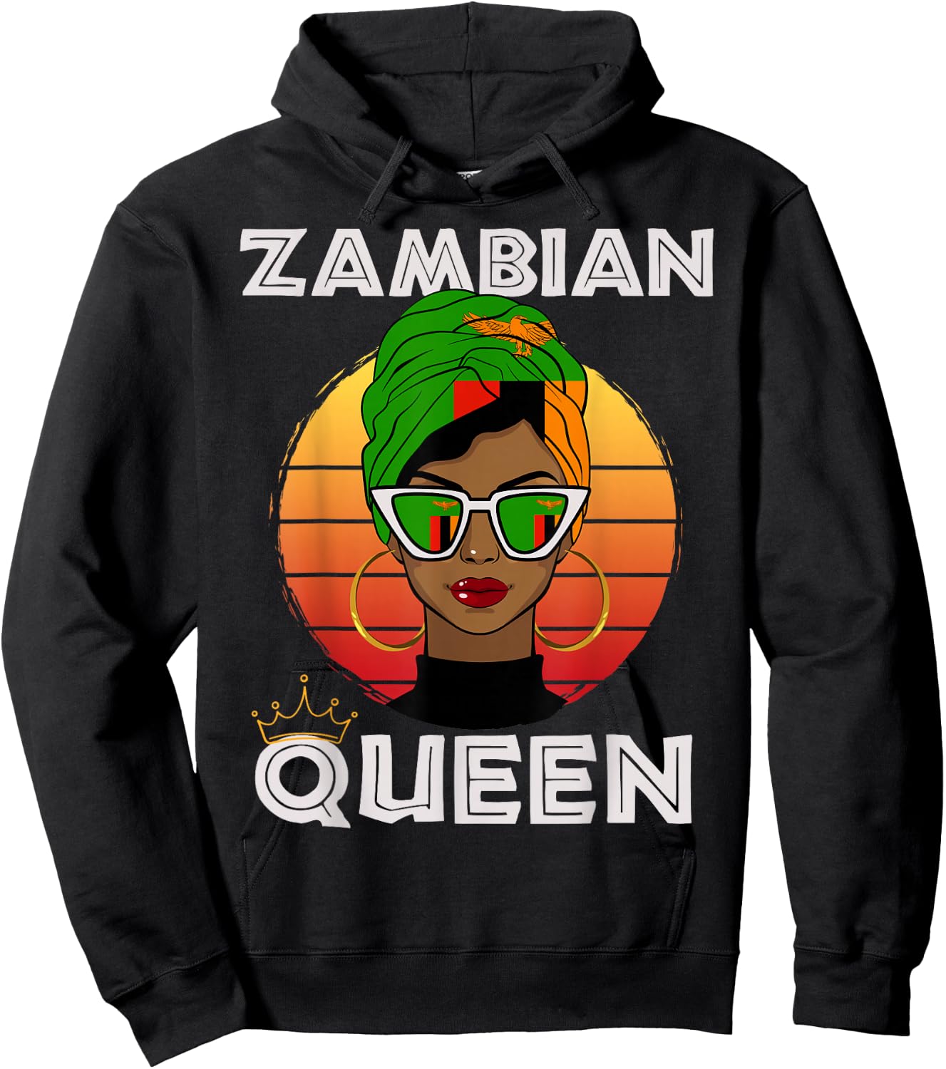Zambian Queen, African Queen Zambia Flag, Zambia Women Girls Hoodie - Hoodie | Black