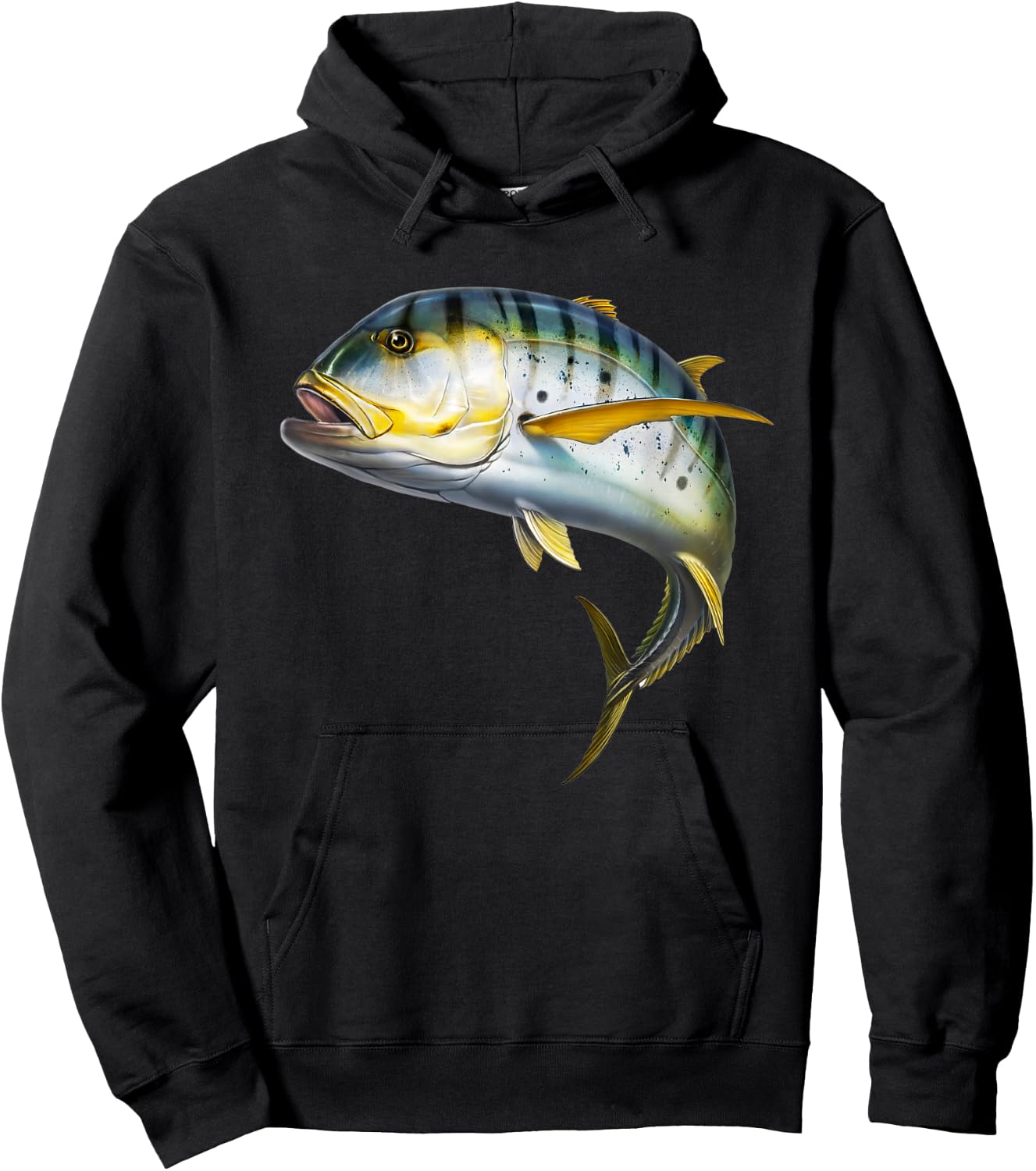 realistic Crevalle jack fish trevally for lovers Fishing Hoodie - Hoodie | Black