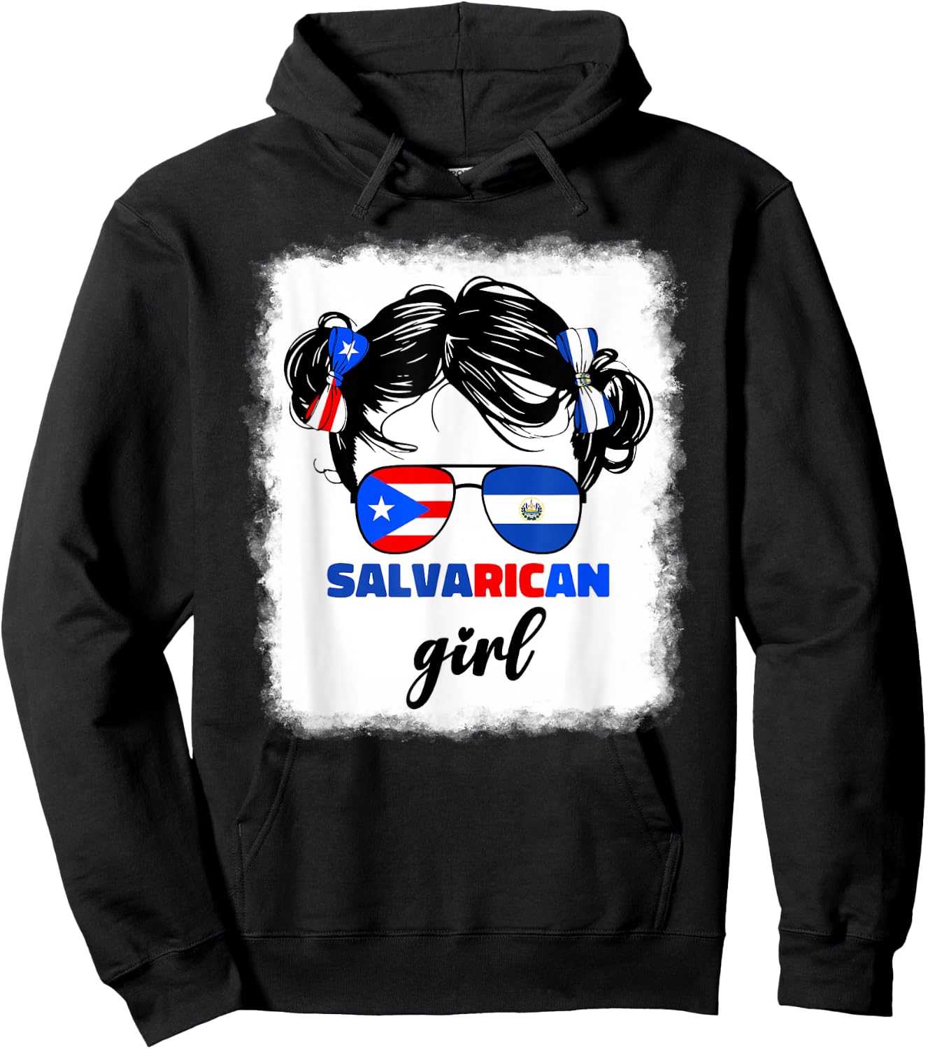Half Salvadorian Puerto Rican Rico El Salvador Girls Kids Hoodie - Hoodie | Black