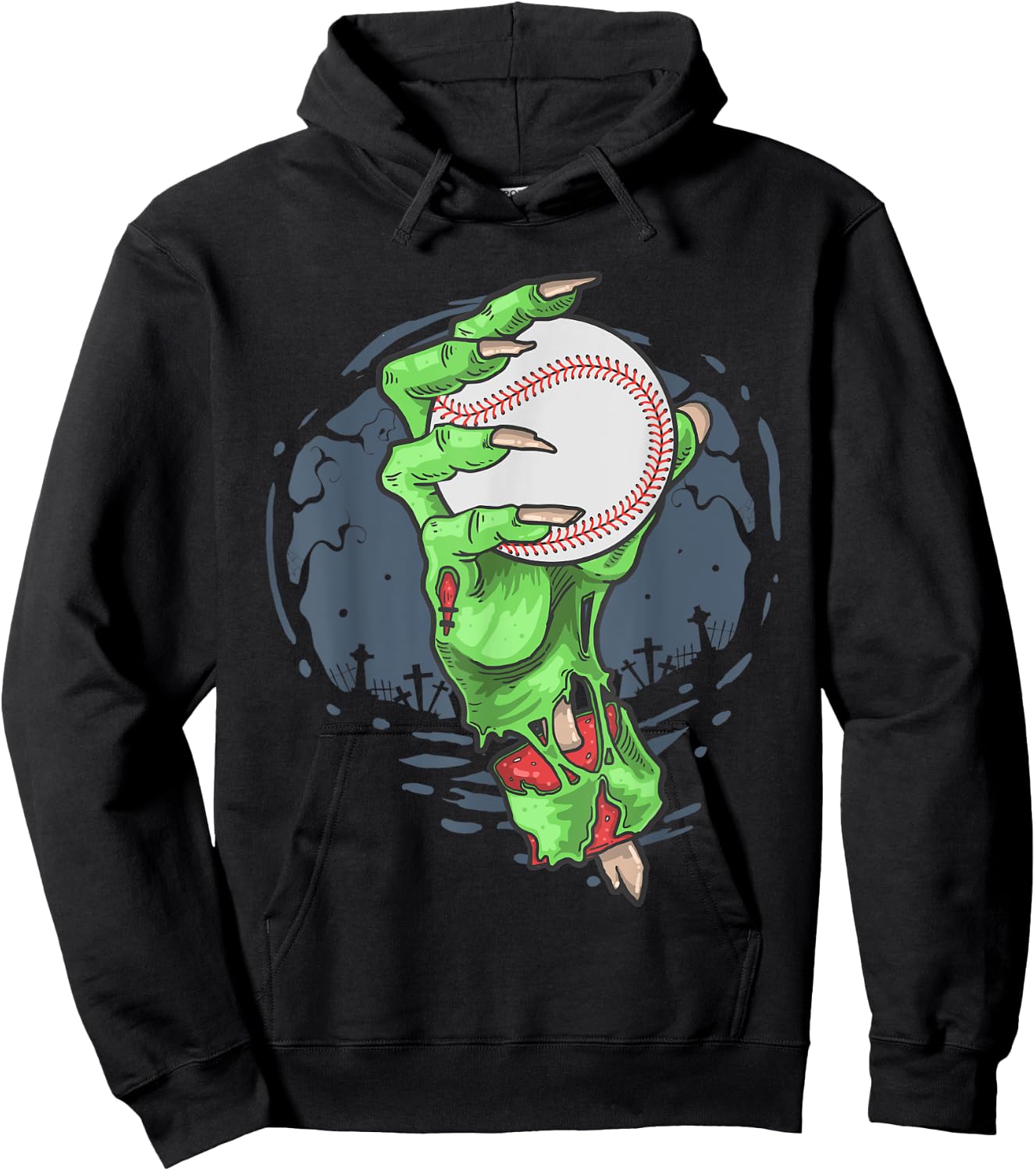 Baseball Zombie Hand Baseball Player Halloween Costume Hoodie - Hoodie | Black