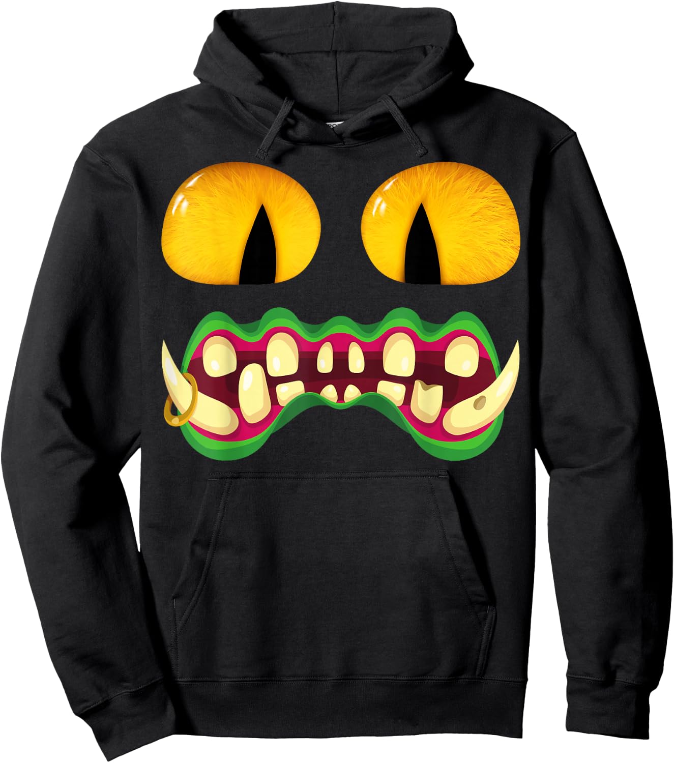 Men's Women's Cat Monster Face Halloween Costume Hoodie - Hoodie | Black
