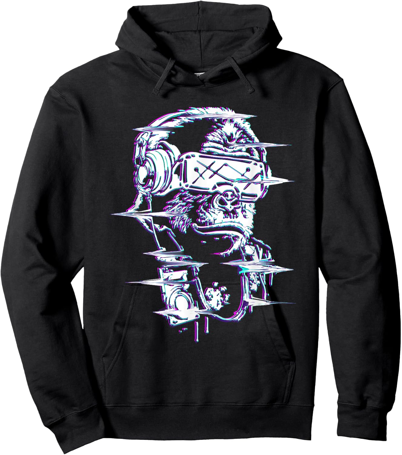 VR and VR Gamer with virtual reality and monkey Hoodie - Hoodie | Black