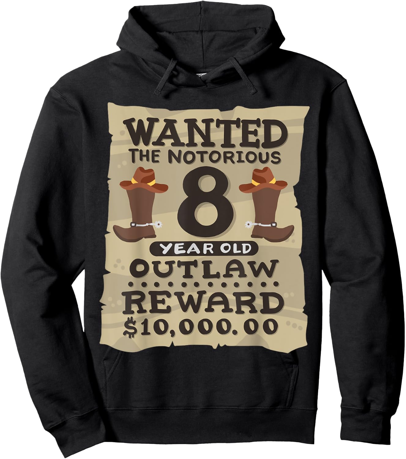 8 Year Old Cowboy 8th Birthday Party Wild West Western Kids Hoodie - Hoodie | Black