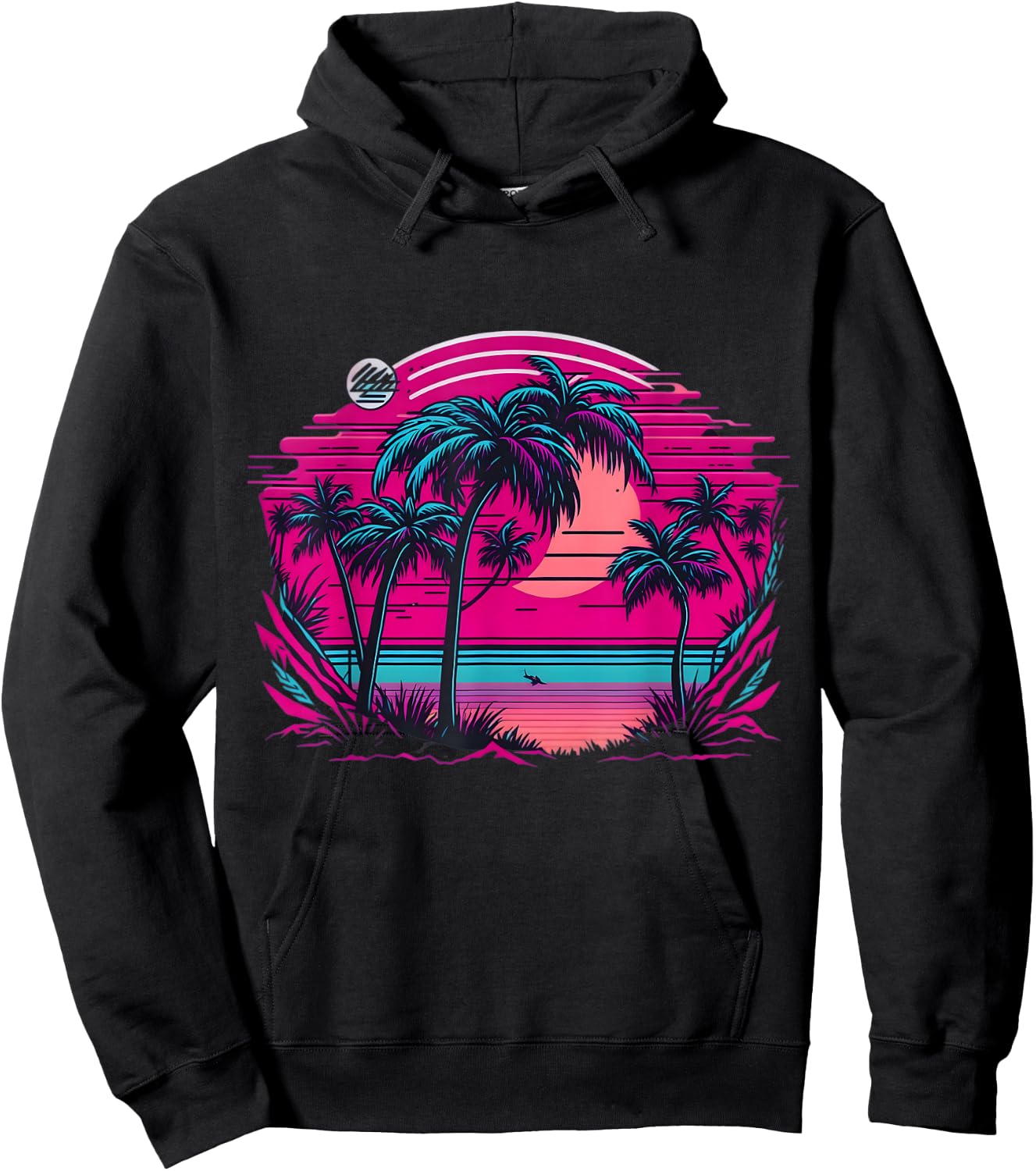 90s Vaporwave Aesthetic Palm Trees Retro 80s Art Vaporwave Hoodie - Hoodie | Black