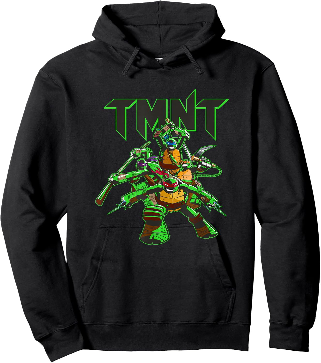 Teenage Mutant Ninja Turtles Retro Ninja Neon Glow Pose Hoodie - Hoodie | Black
