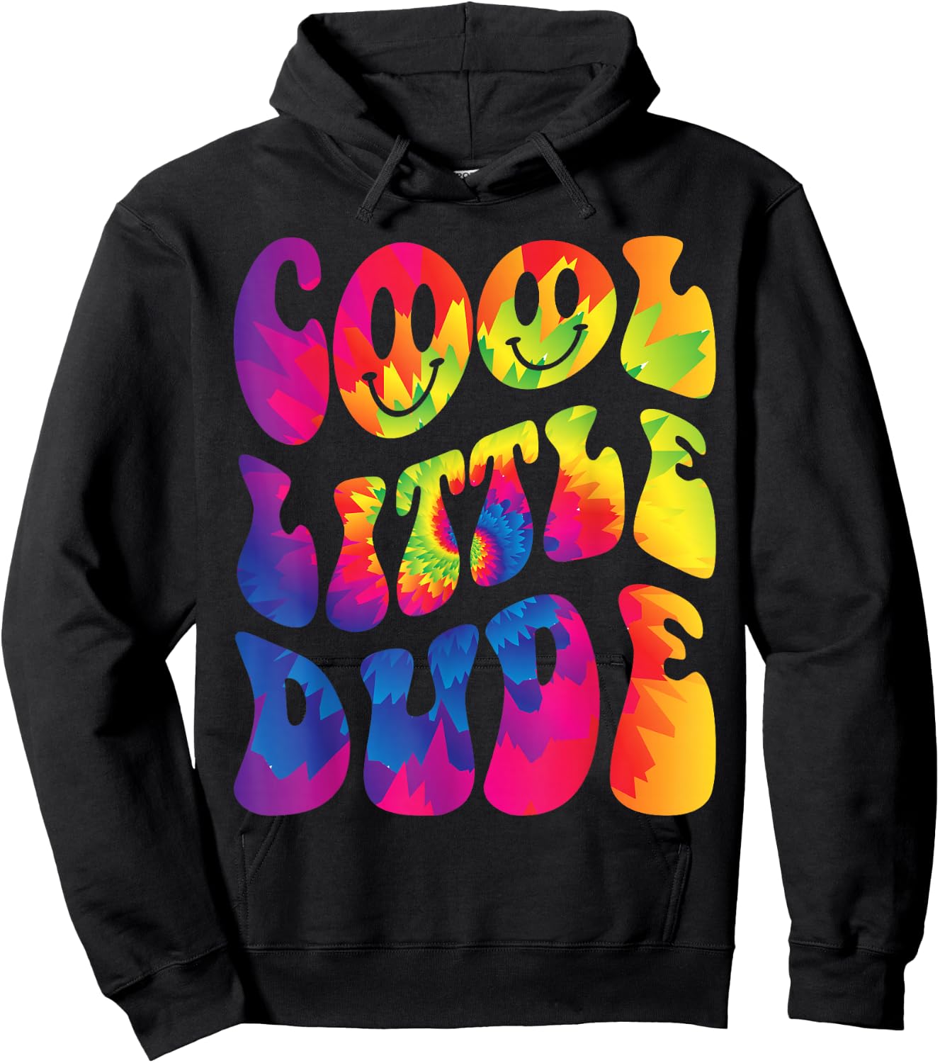 Cool Little Dude Retro Funny Tie Dye Outfit For Boys Hoodie - Hoodie | Black