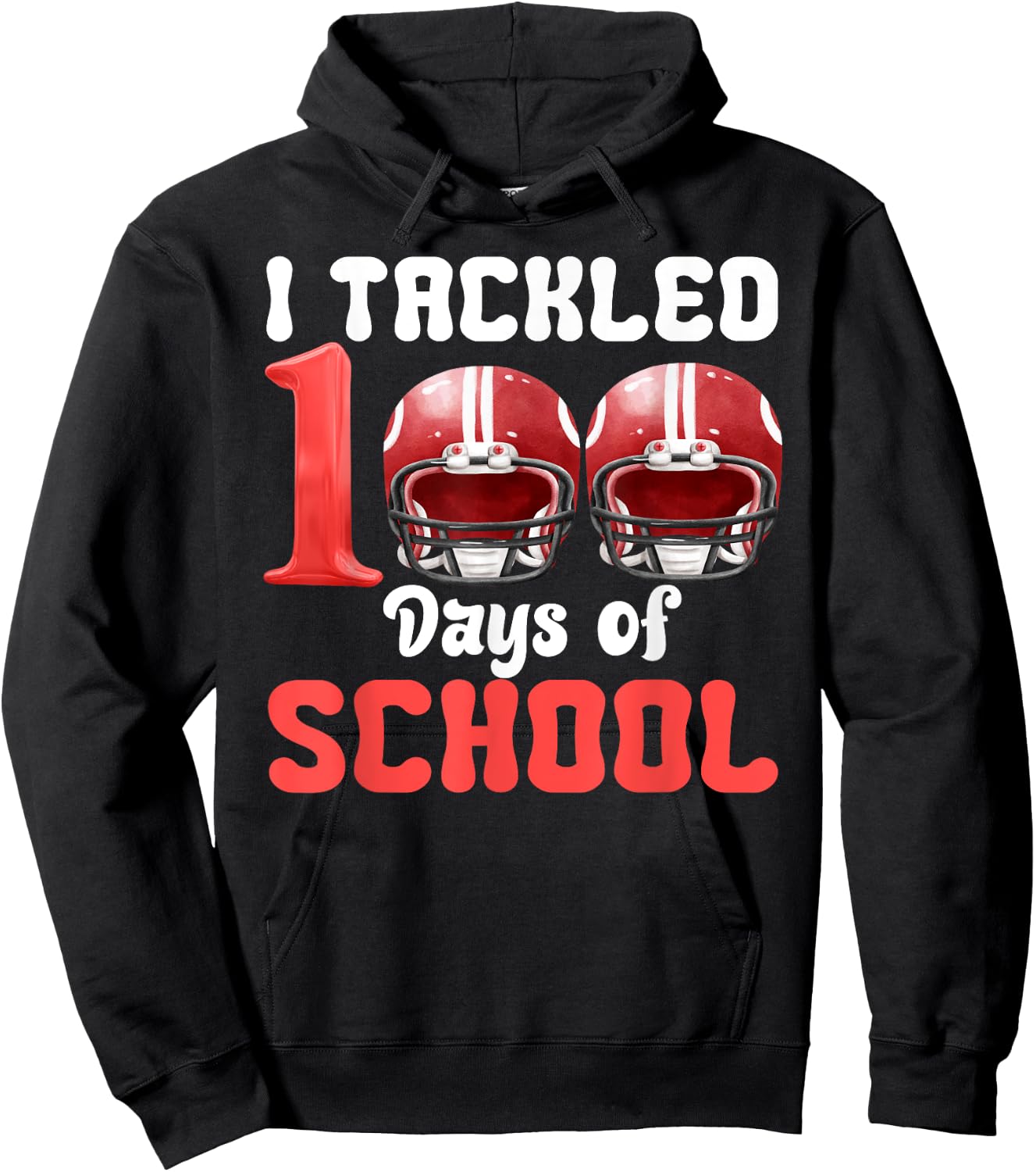 I Tackled 100 Days Of School Football 100th Day Boys Kids Hoodie - Hoodie | Black