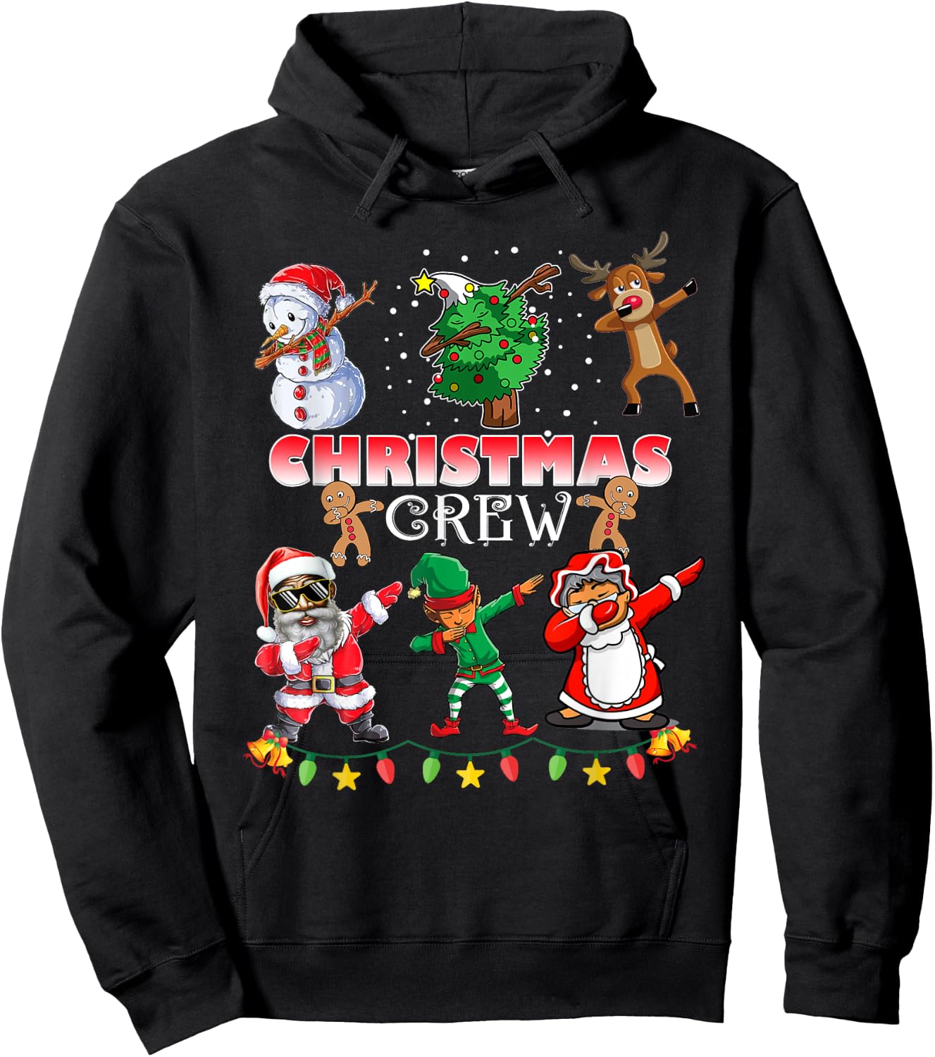 Black Cool Santa Claus African American Christmas Crew Dabs Hoodie - Hoodie | Black