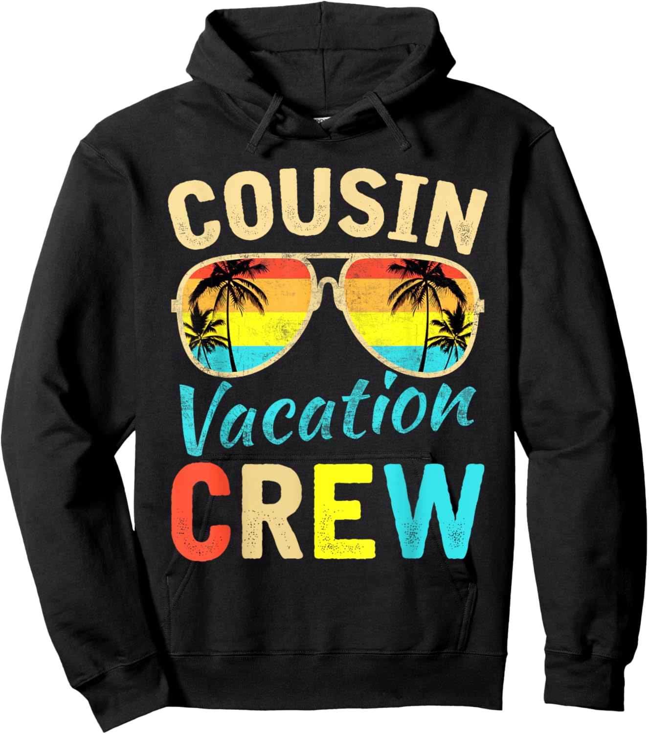 Cousin Crew Family Vacation Summer Vacation Beach Sunglasses Men Women Girls Kids Hoodie - Hoodie | Black