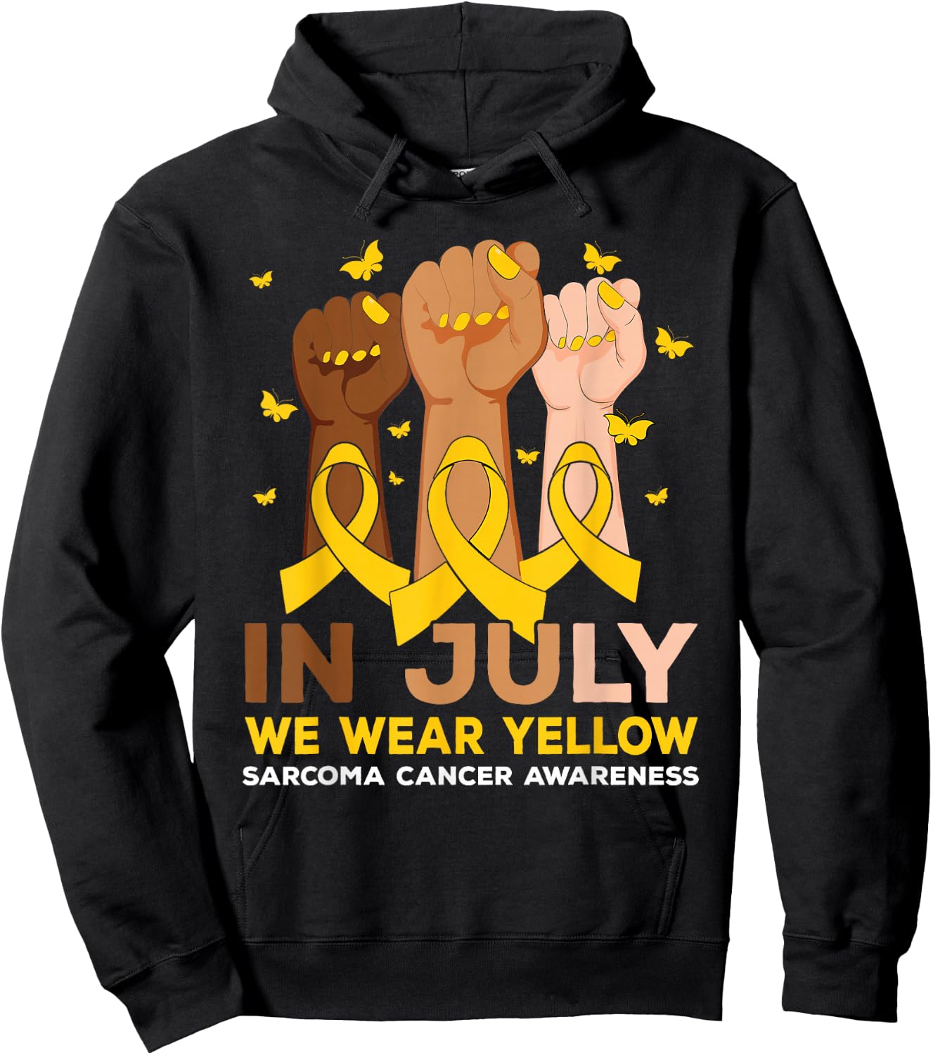 In July We Wear Yellow Sarcoma Cancer Awareness Hoodie - Hoodie | Black