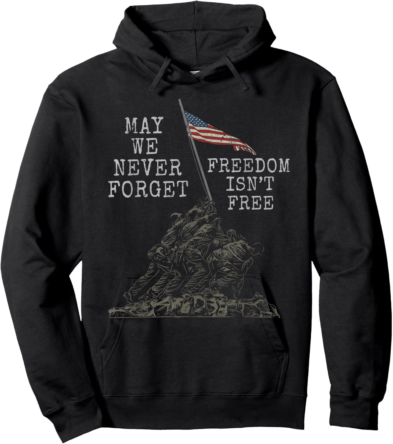 US Flag Patriot Soldier American Army 4th of July Veteran Hoodie - Hoodie | Black