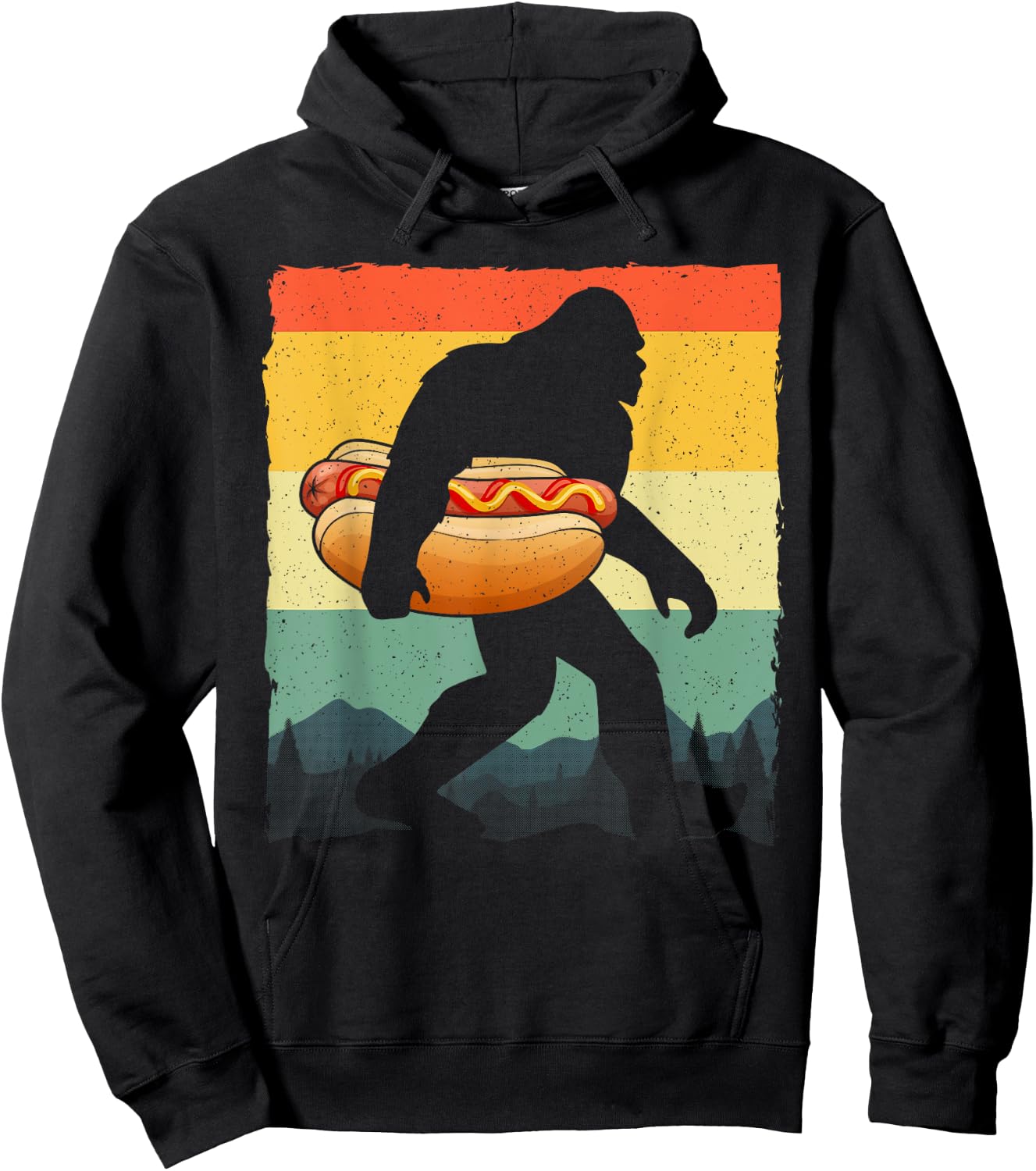 Funny Hot Dog Art Women Bigfoot Hotdog Lovers Hoodie - Hoodie | Black