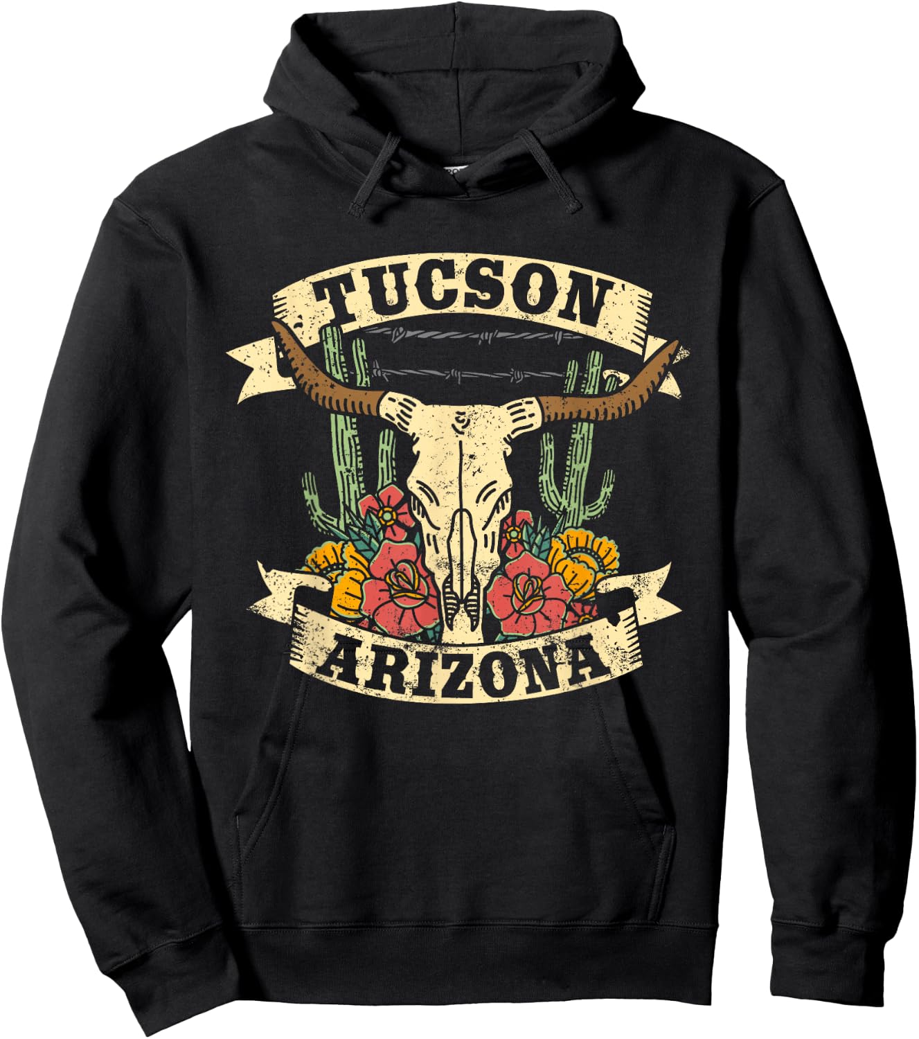 Tucson Arizona Design Desert Vintage Cactus Hoodie - Hoodie | Black