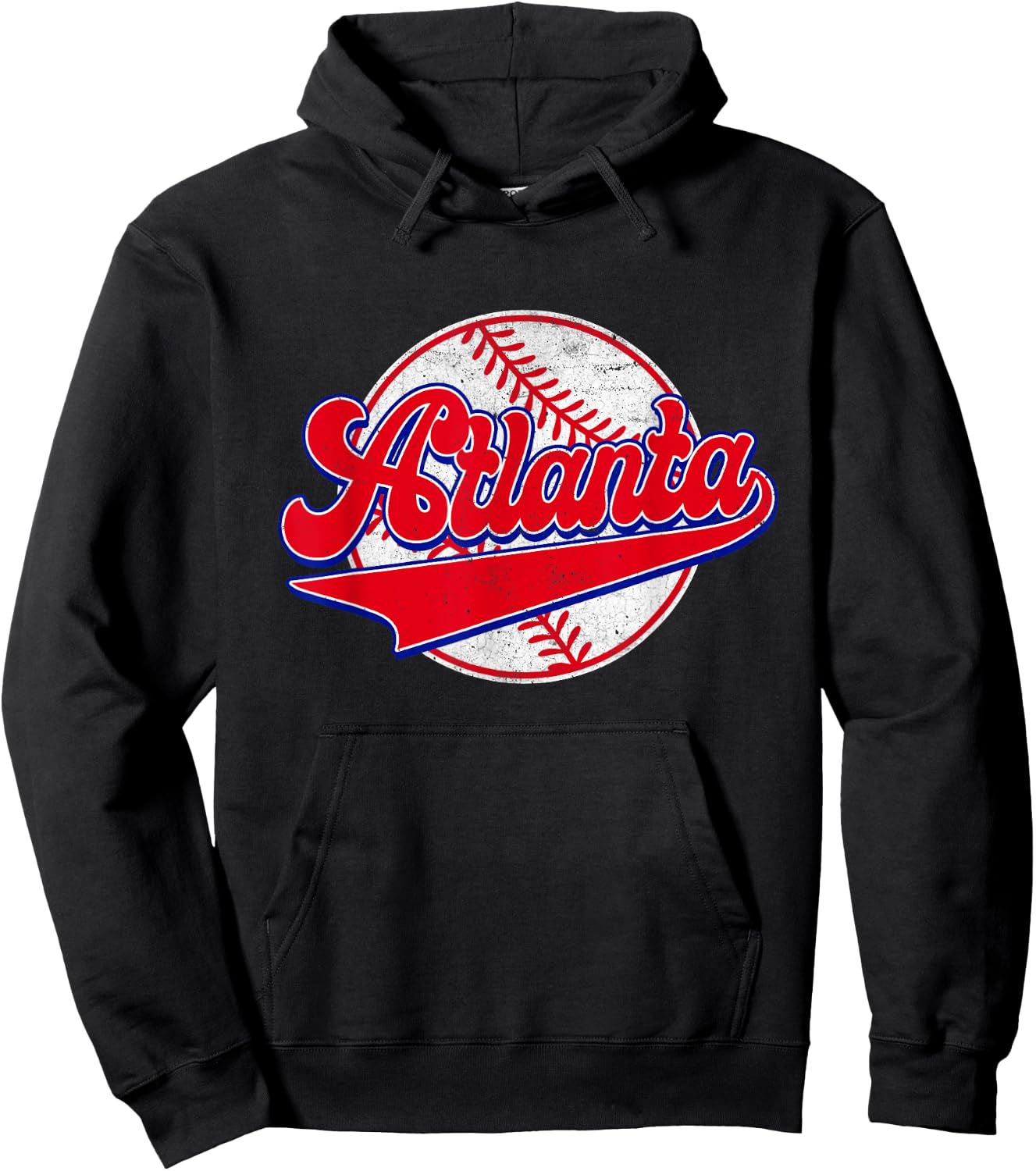 Atlanta Cityscape Vintage Baseball Men Women Kids Hoodie - Hoodie | Black
