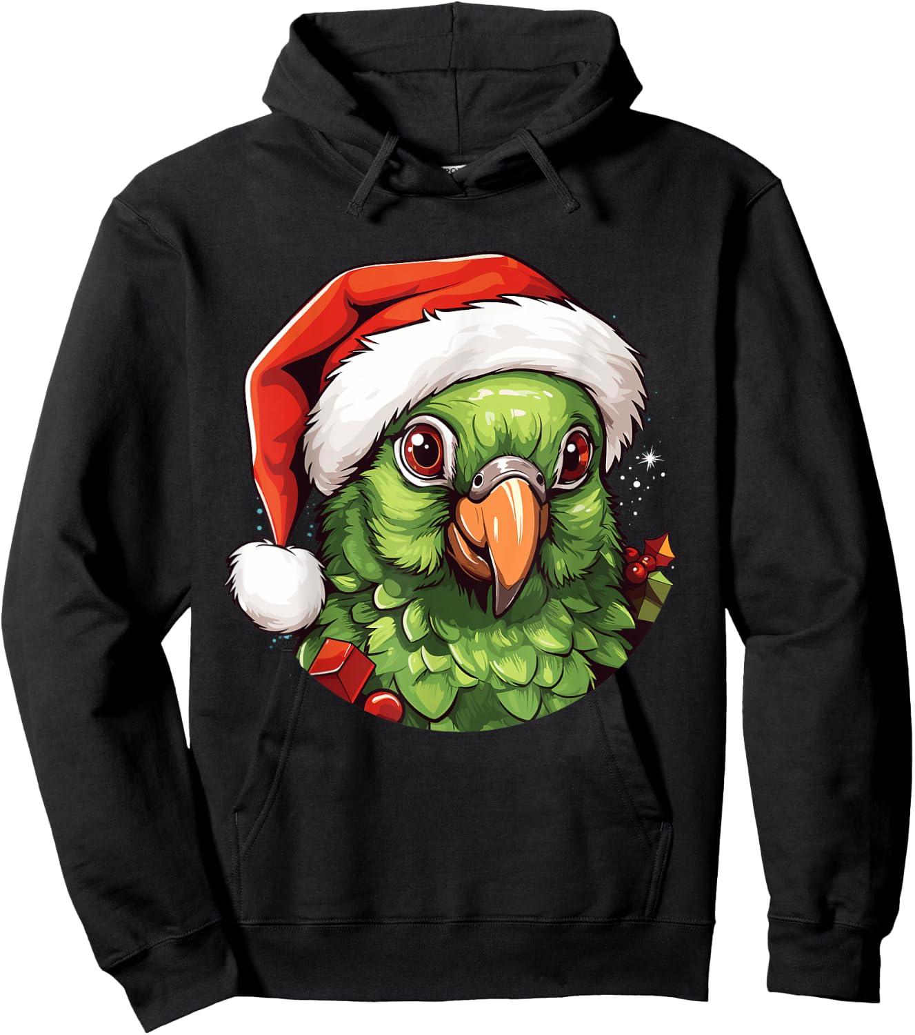 Funny Green Cheek Conure Santa Hat Christmas Parrot Bird Hoodie - Hoodie | Black
