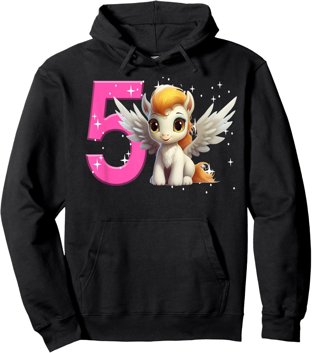 5th Birthday Girl Pegasus Birthday Shirt Party Pegasus Five Hoodie - Hoodie | Black