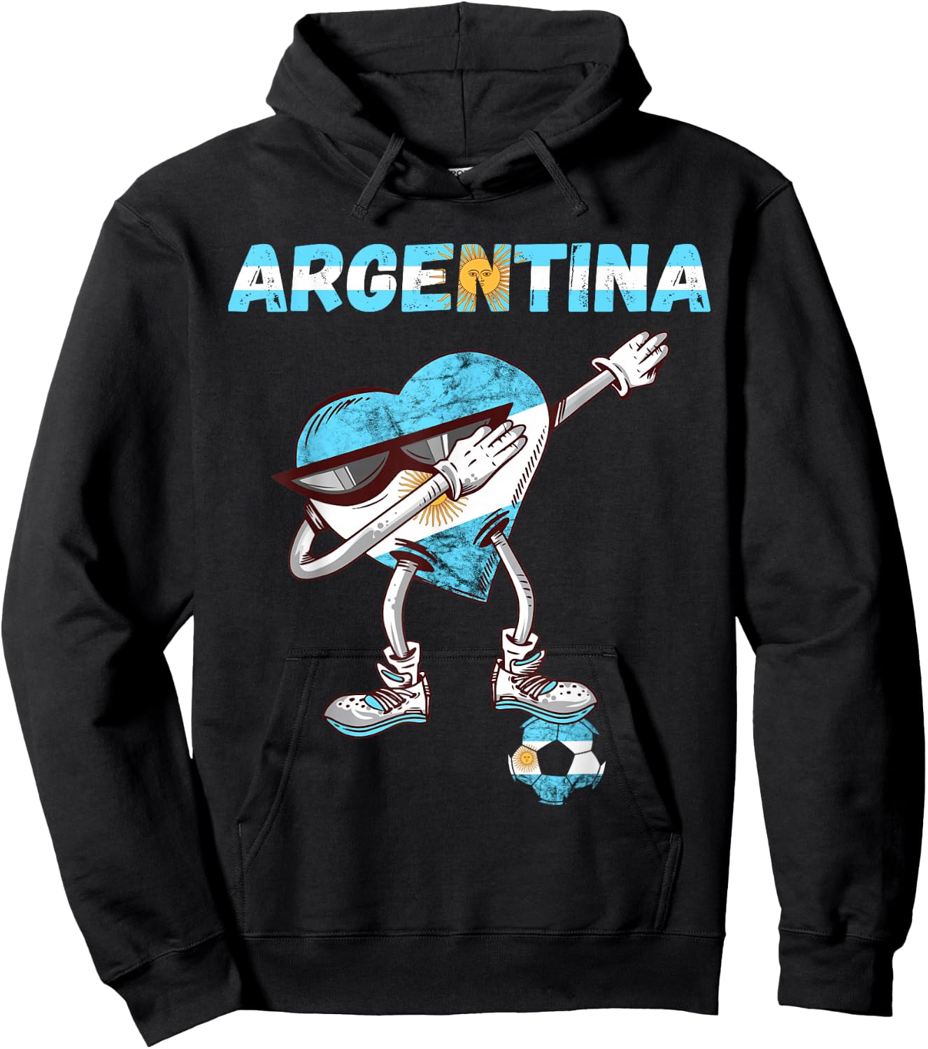 Argentinian Soccer Team Heart Sun Of May Argentina Flag Hoodie - Hoodie | Black