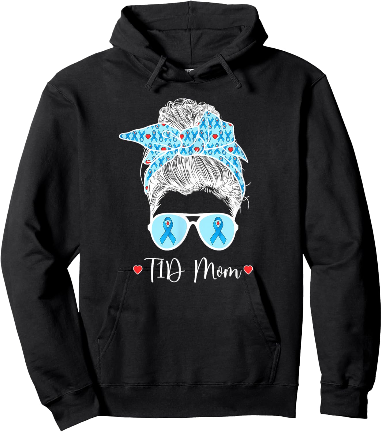 T1D Mom Diabetes Warrior Mother Type 1 Diabetic Warrior Hoodie - Hoodie | Black