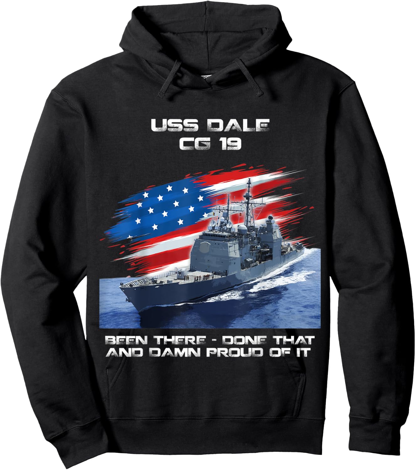 USS Dale CG-19 Class Cruiser American Flag Veteran Xmas Men Hoodie - Hoodie | Black