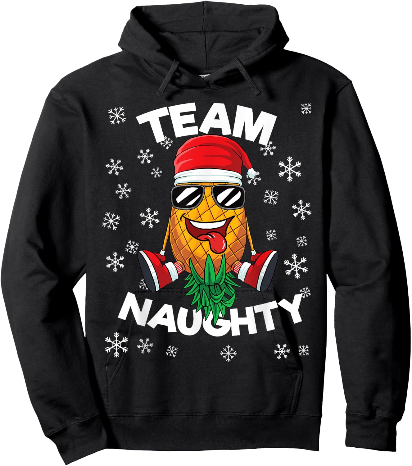 Christmas Upside Down Pineapple Team Naughty Santa Swinger Hoodie - Hoodie | Black